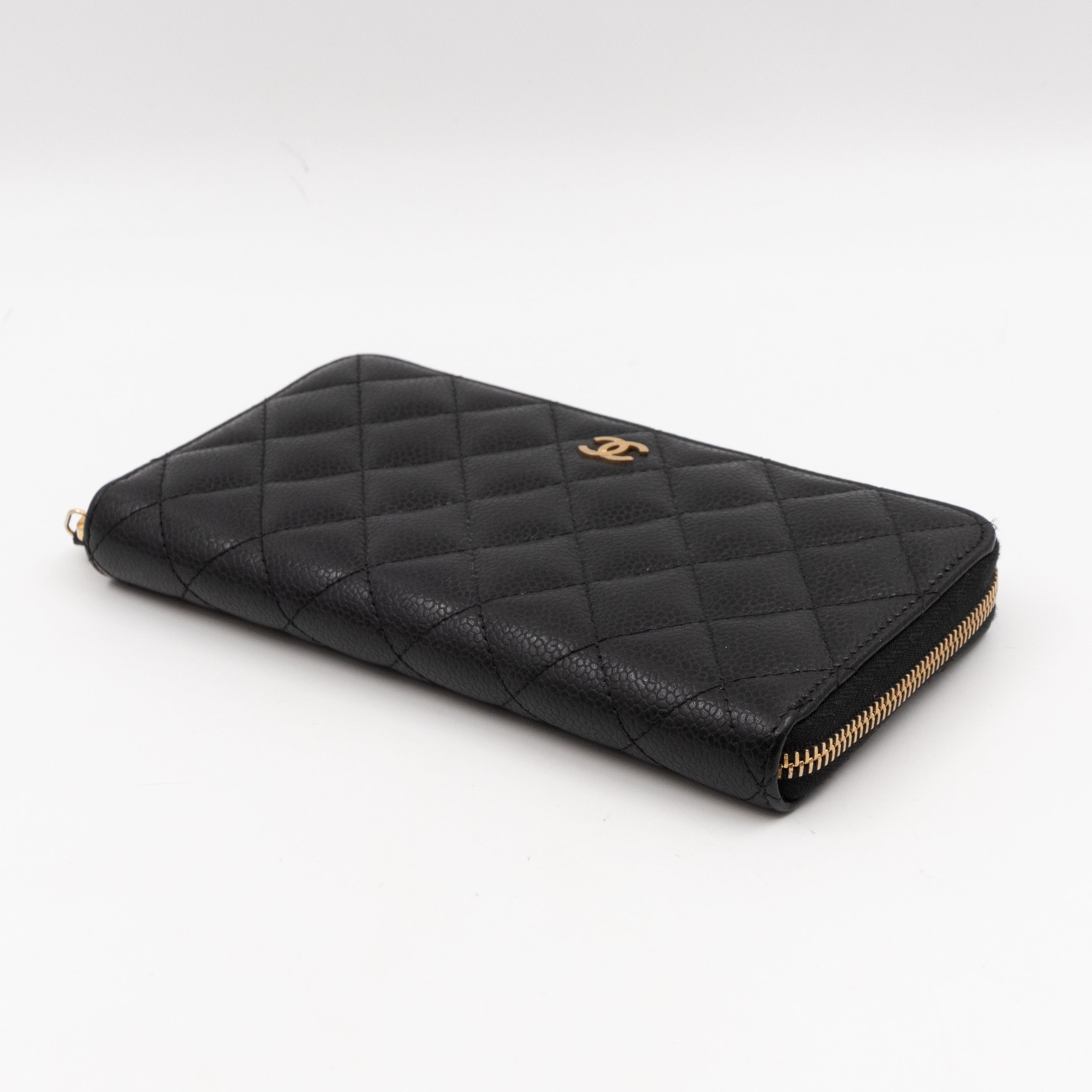Zip Around Wallet Black Caviar Leather