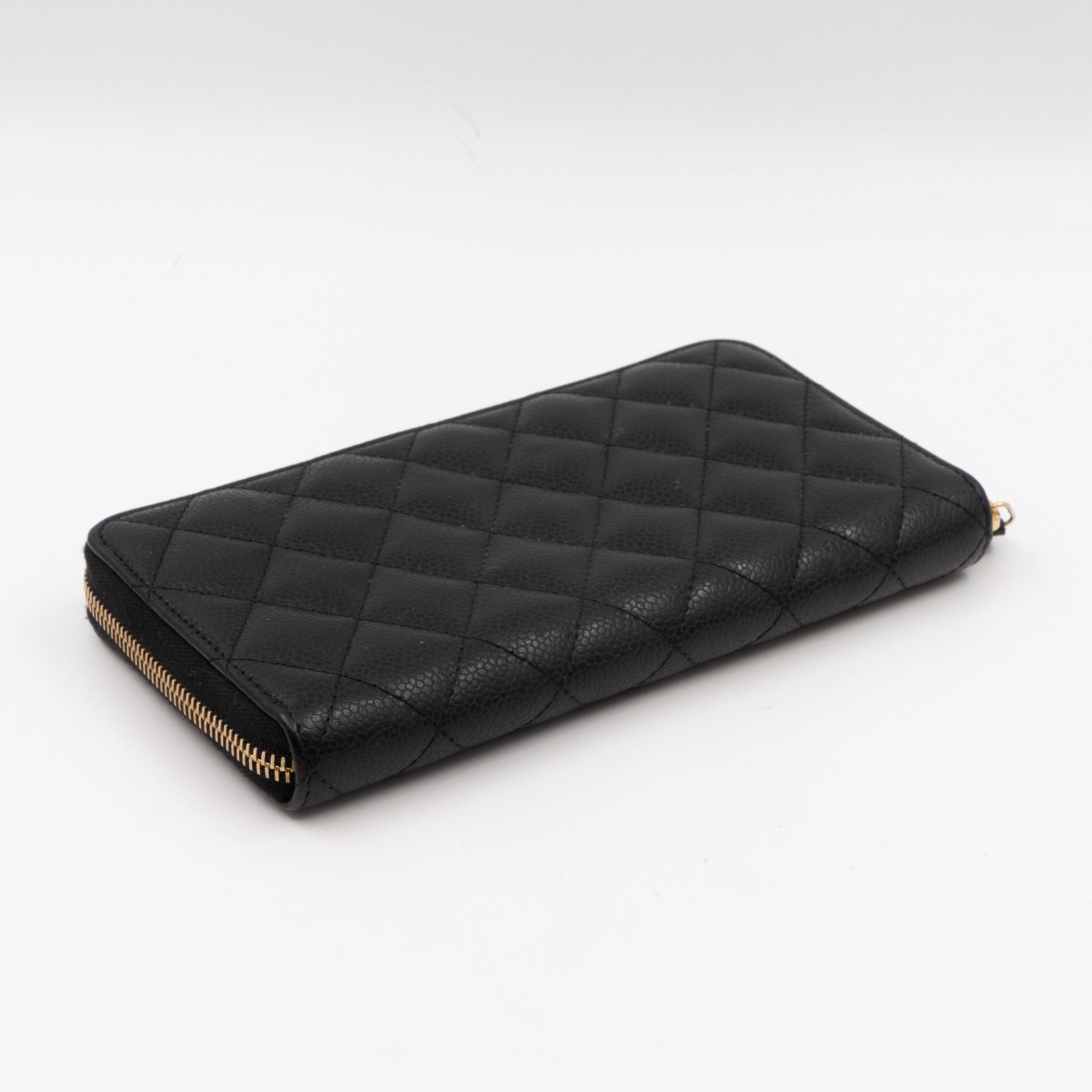 Zip Around Wallet Black Caviar Leather