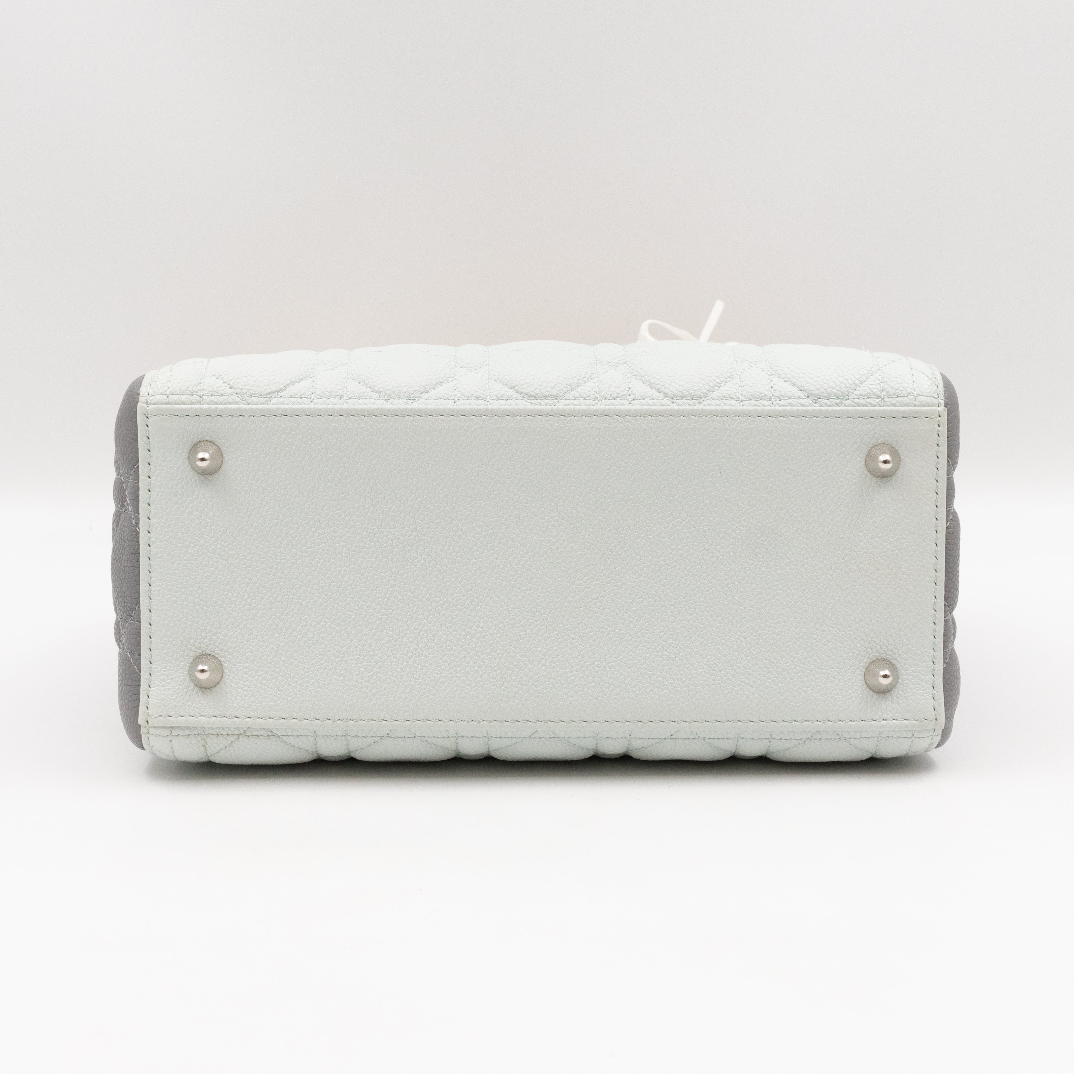 Lady Dior Medium Tri-Color White Grey Yellow Caviar