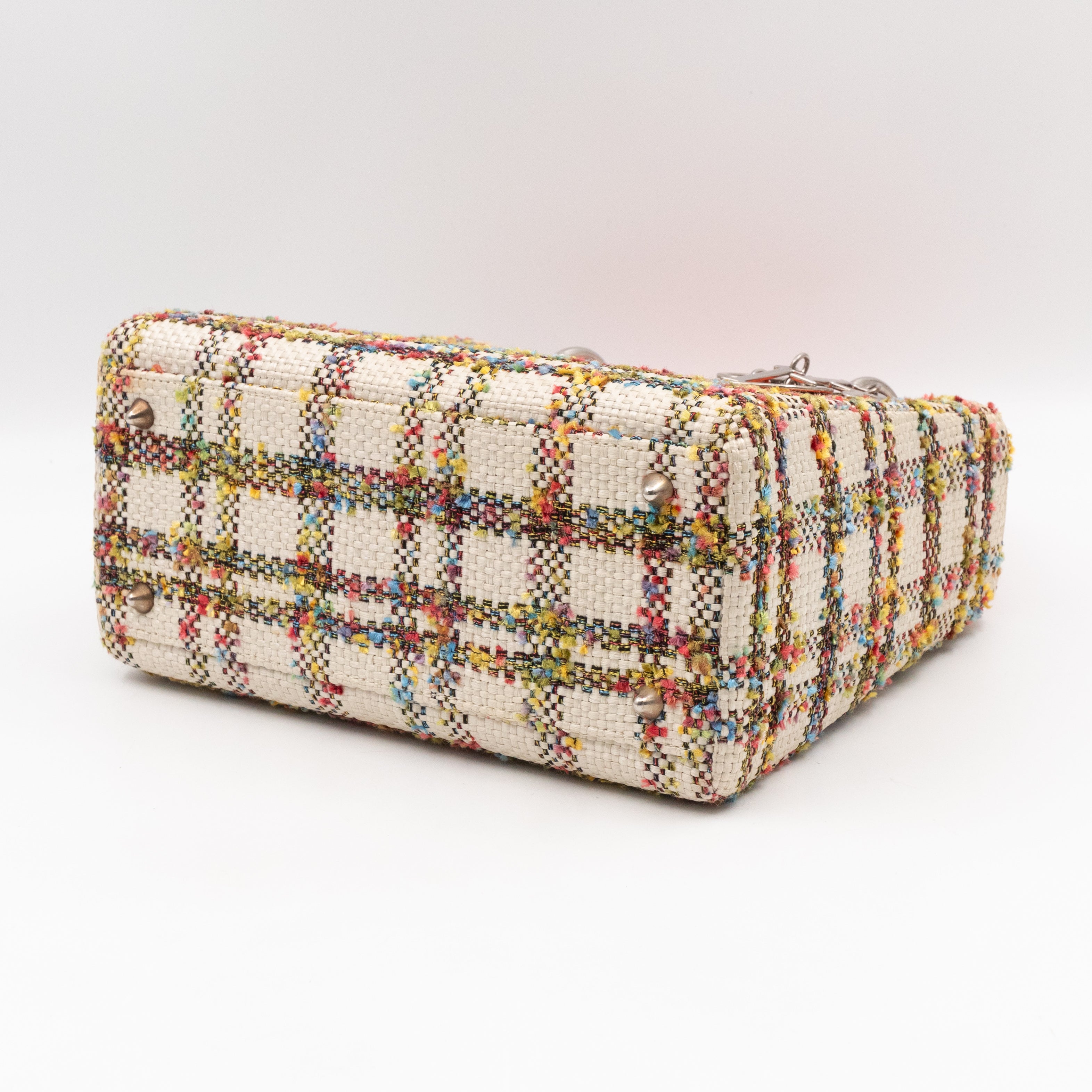 Lady Dior Medium Cream Raffia Tweed Orange Leather