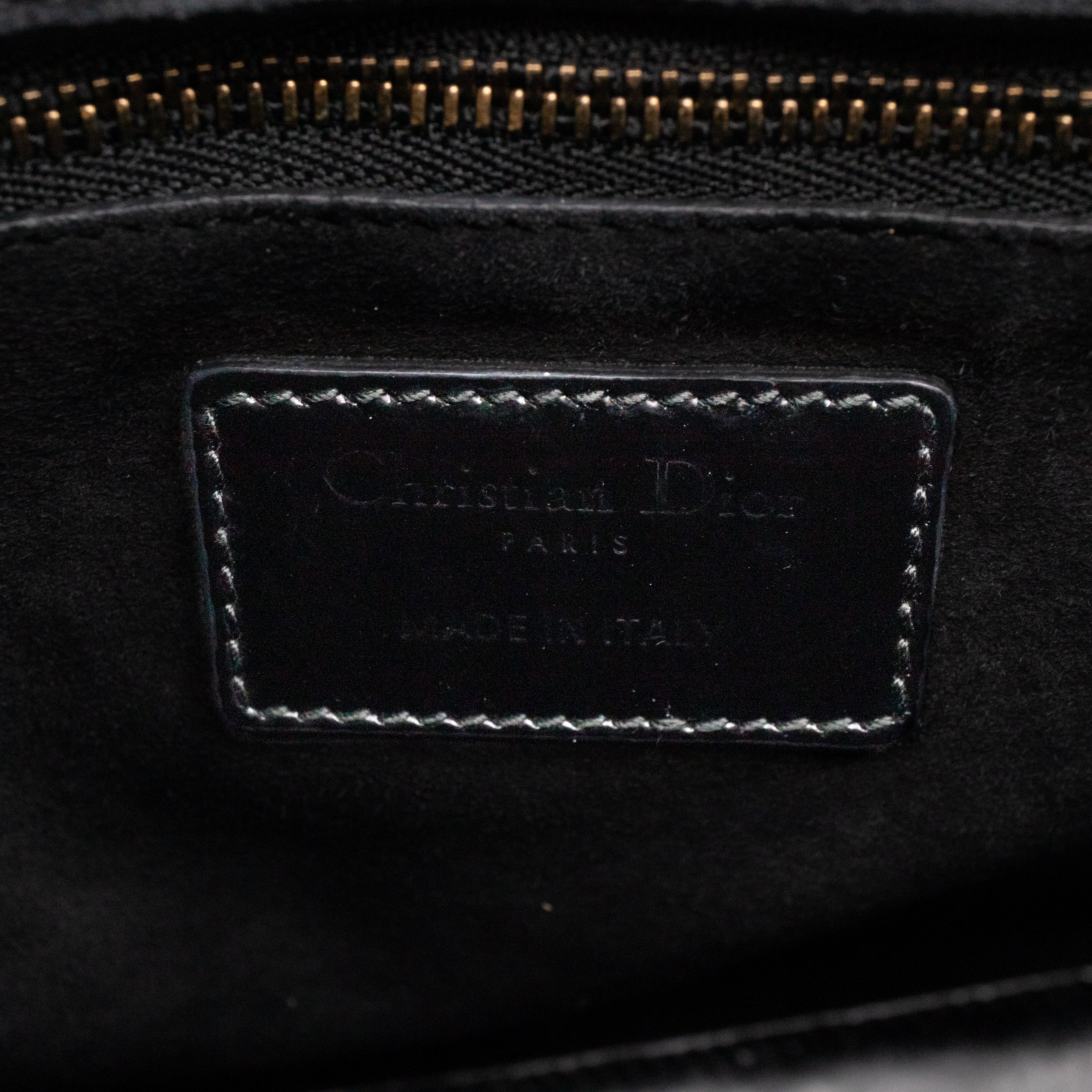 Lady Dior Medium Studded Black Patent Leather