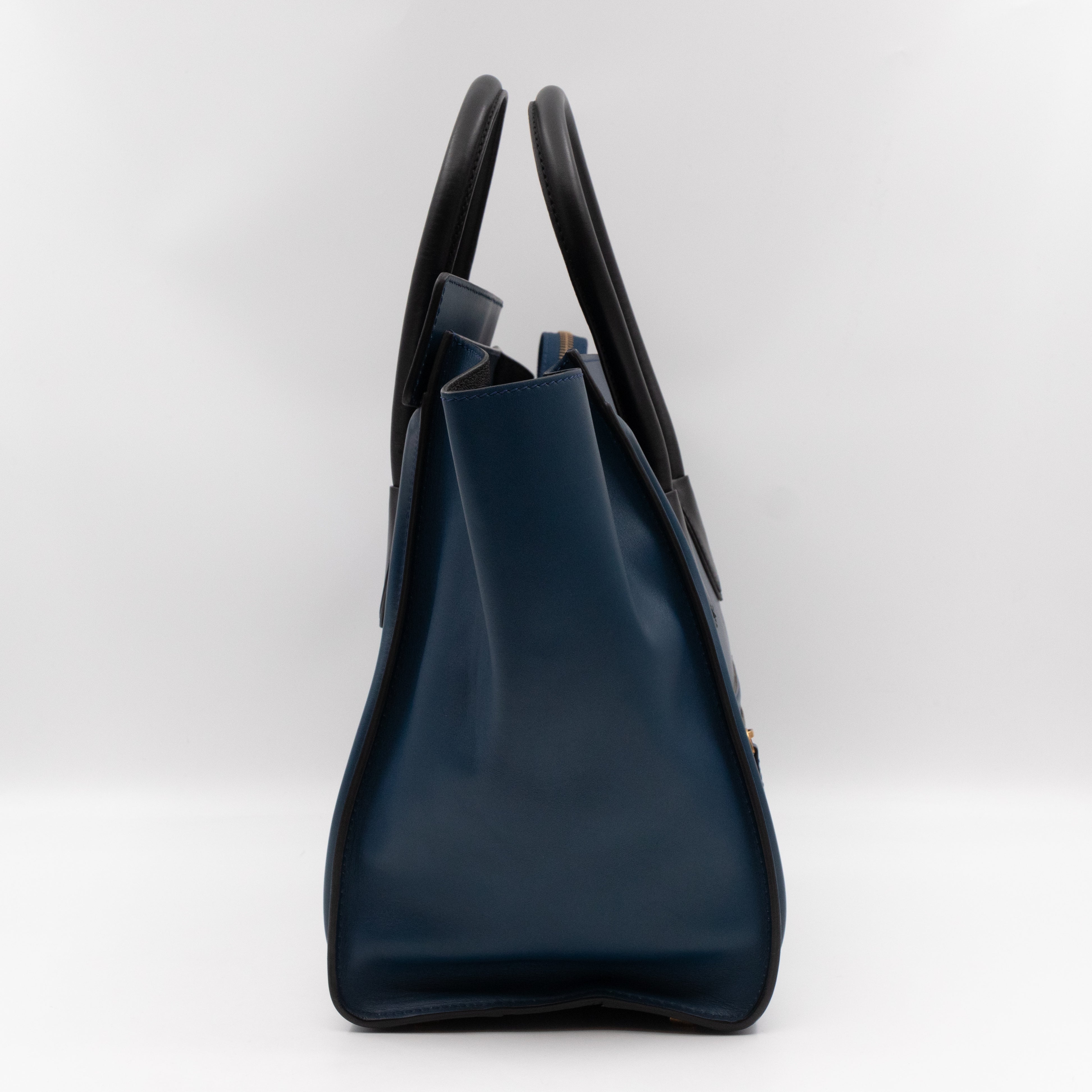 Mini Luggage Blue Leather with Black Handles