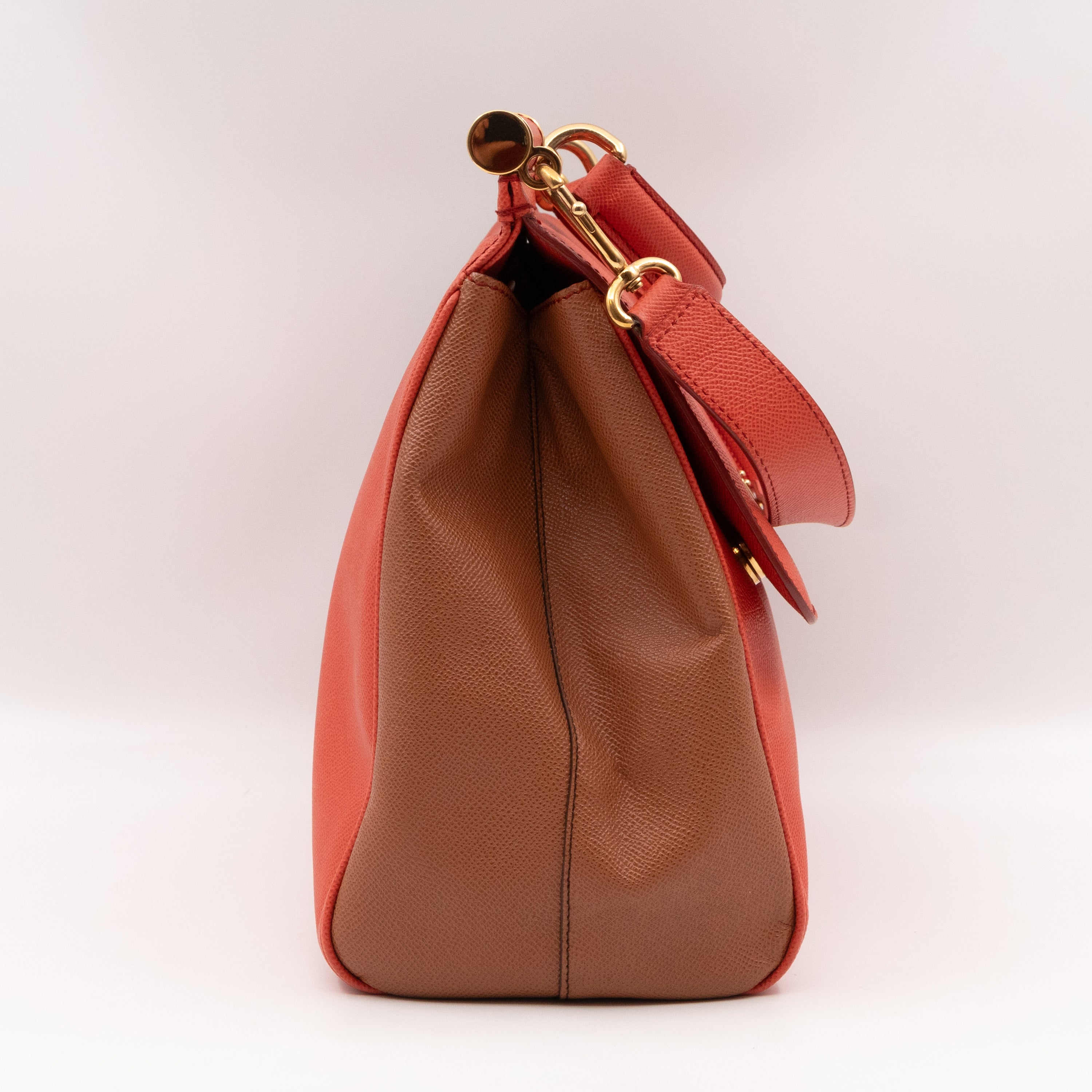 Sicily Large Orange Brown Dauphine Leather