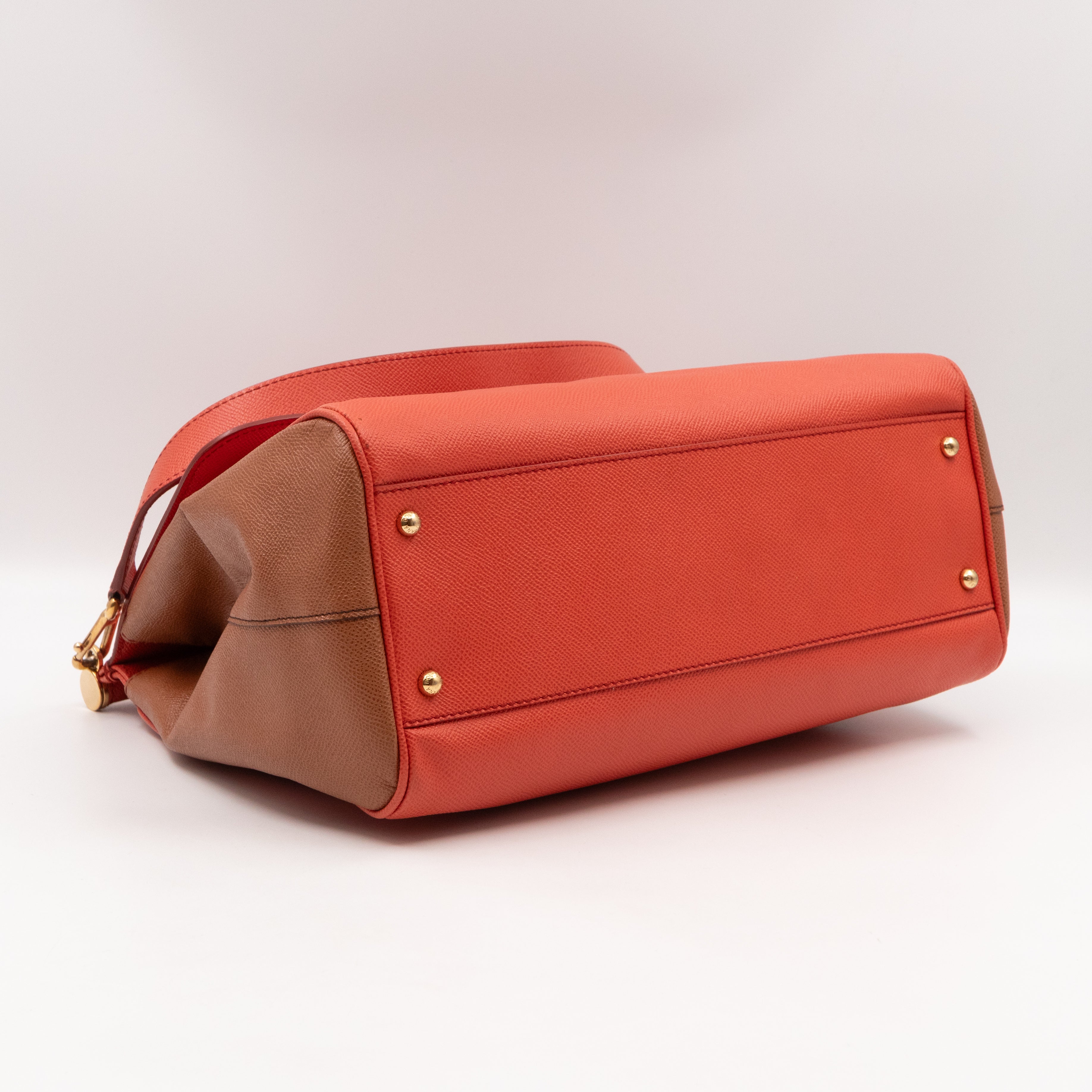 Sicily Large Orange Brown Dauphine Leather