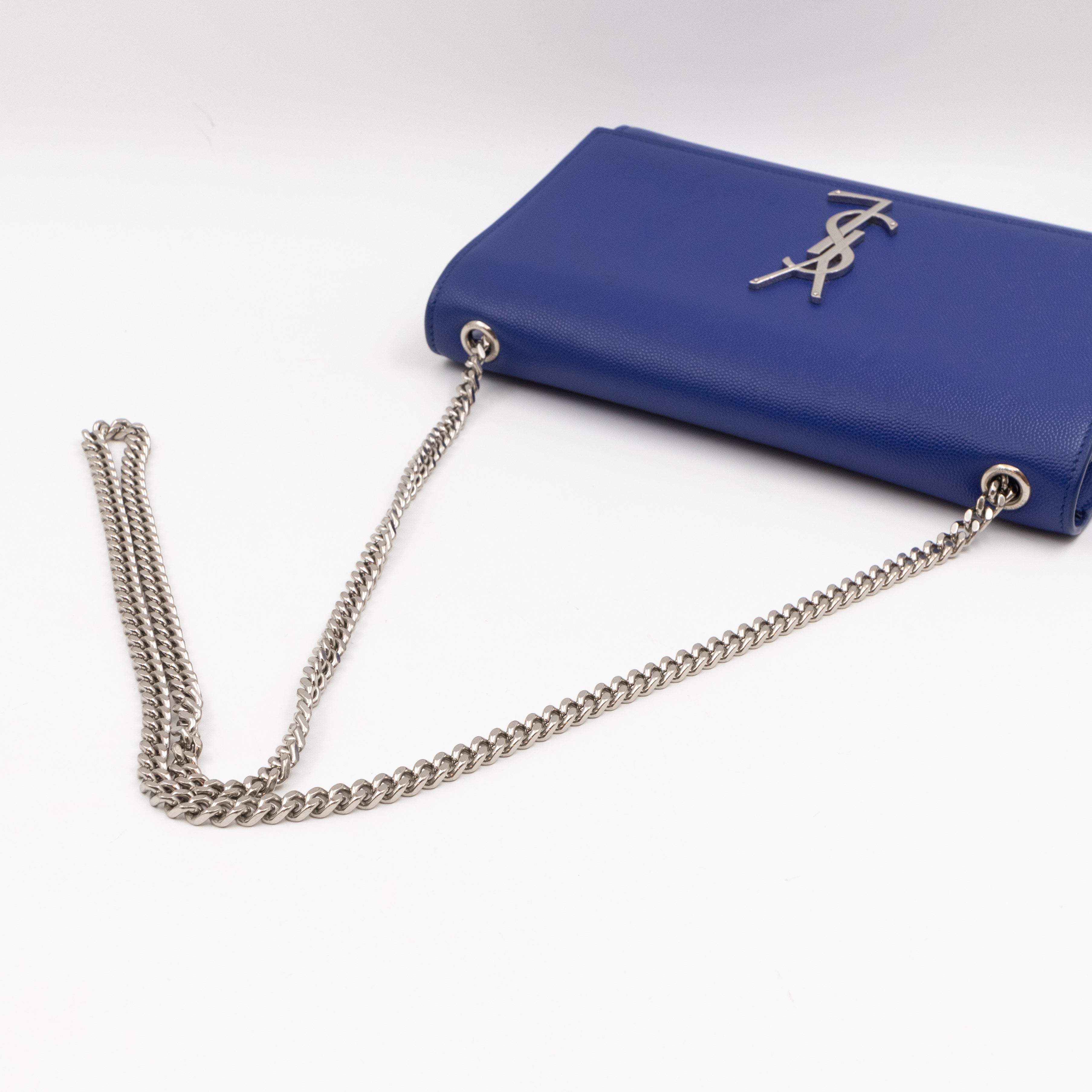 Kate Medium Satchel Blue Grained Leather