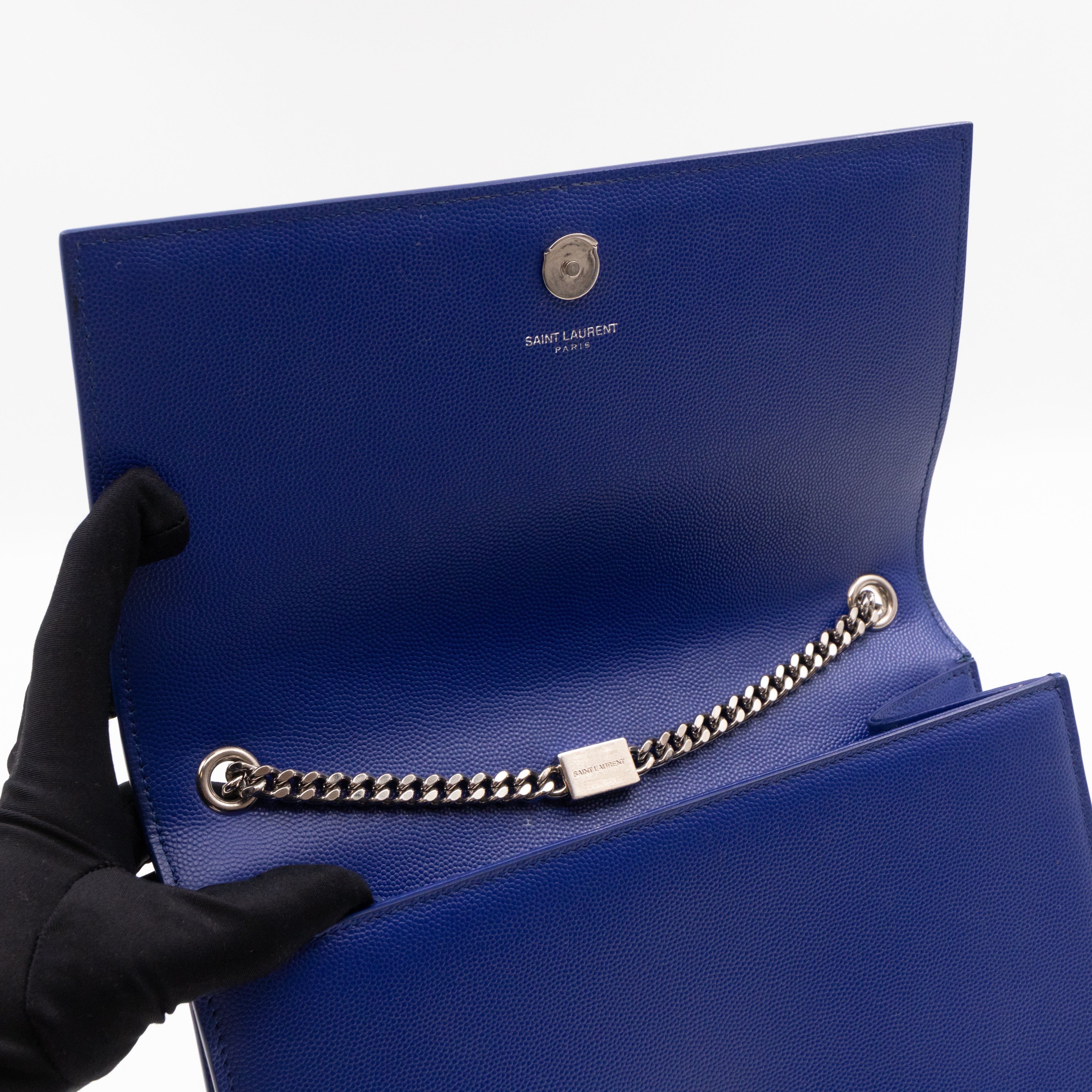 Kate Medium Satchel Blue Grained Leather