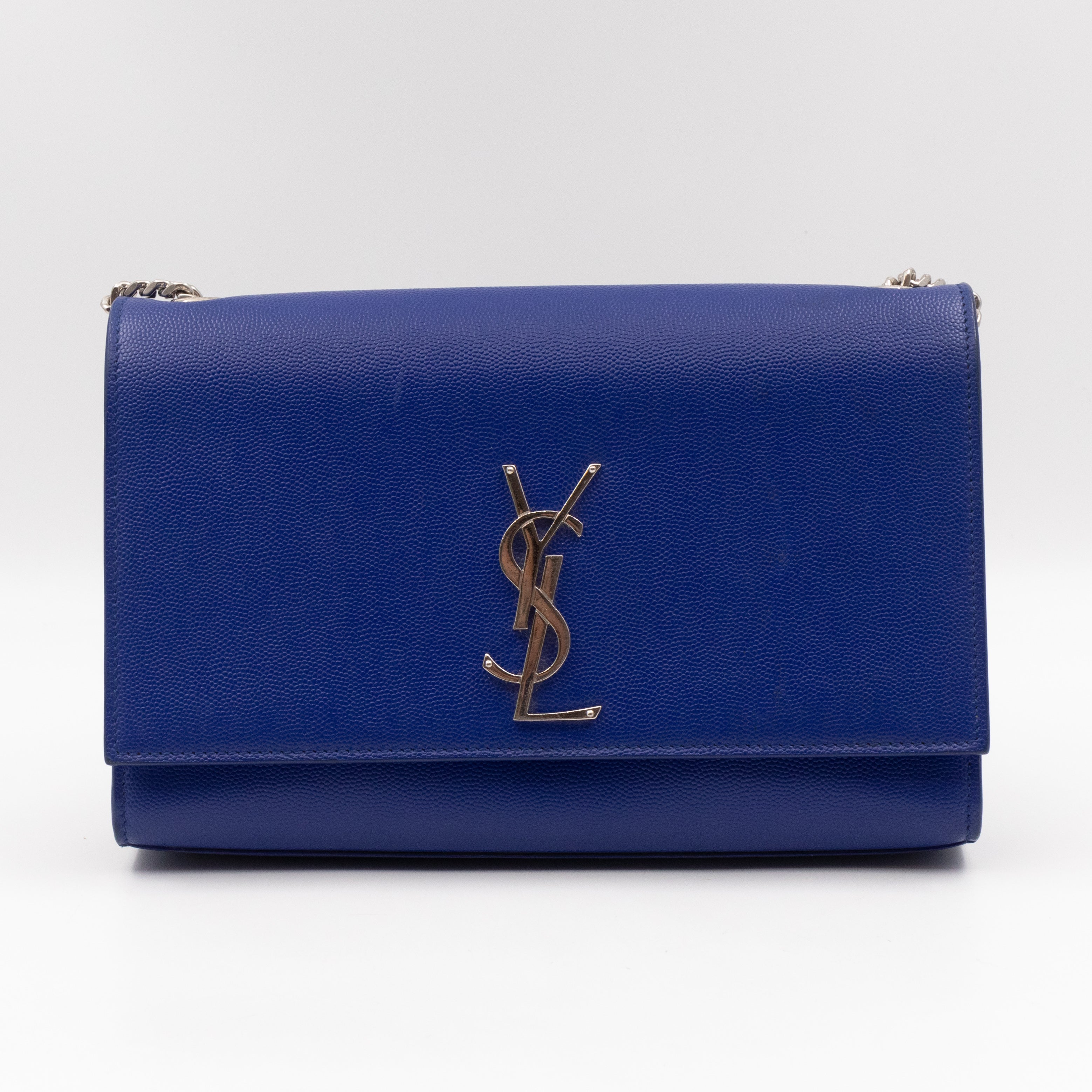 Kate Medium Satchel Blue Grained Leather