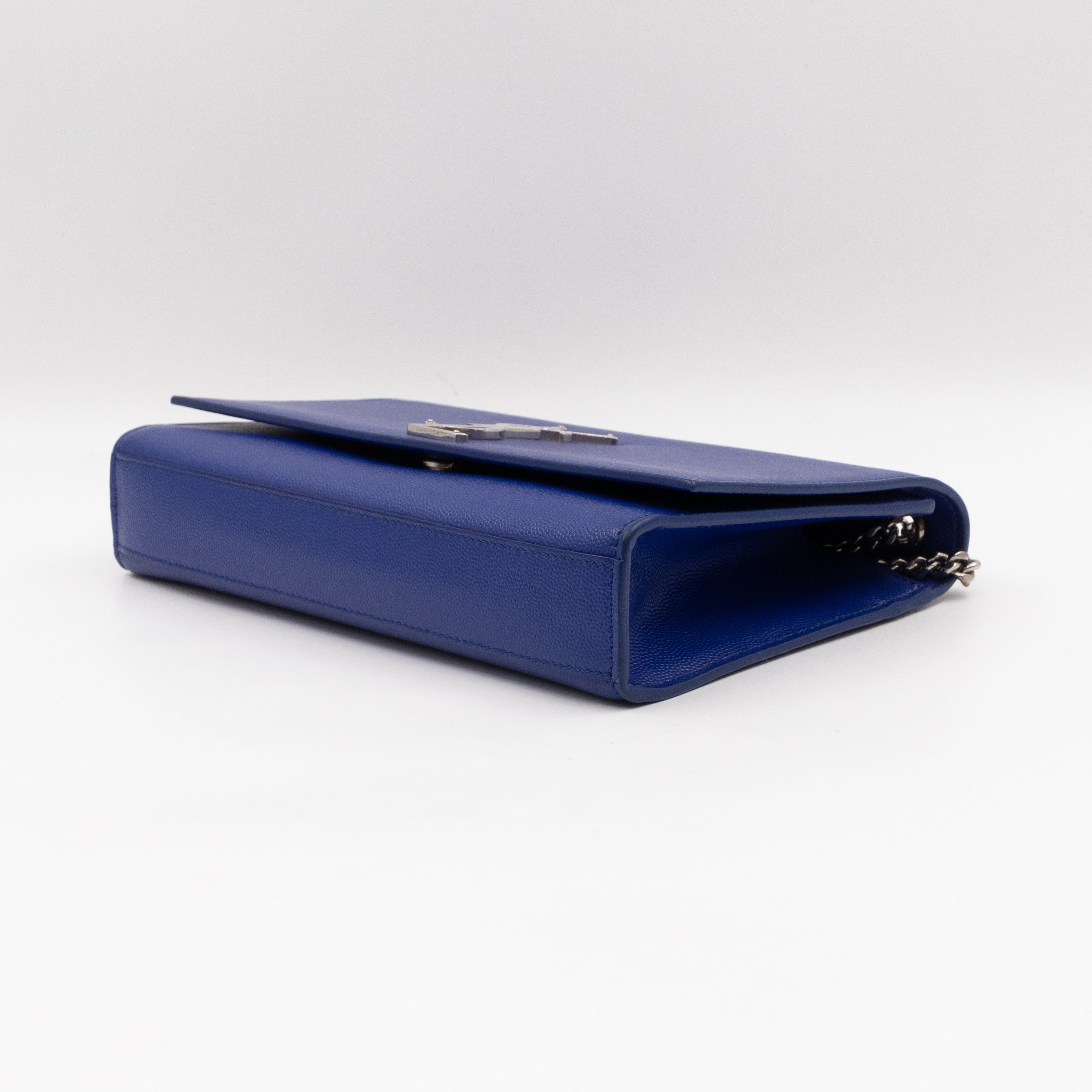 Kate Medium Satchel Blue Grained Leather