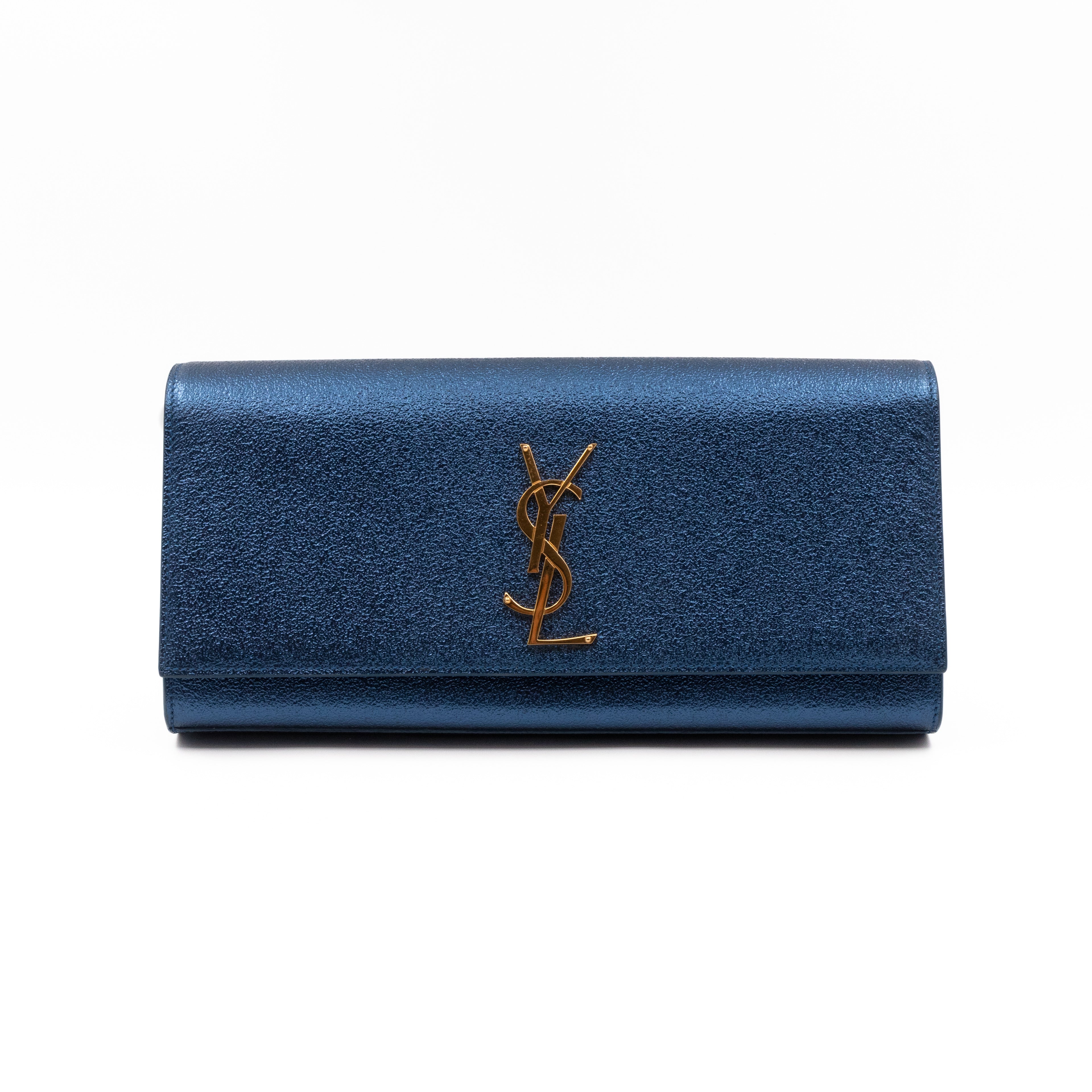 Kate Clutch Metallic Blue Glitter Leather