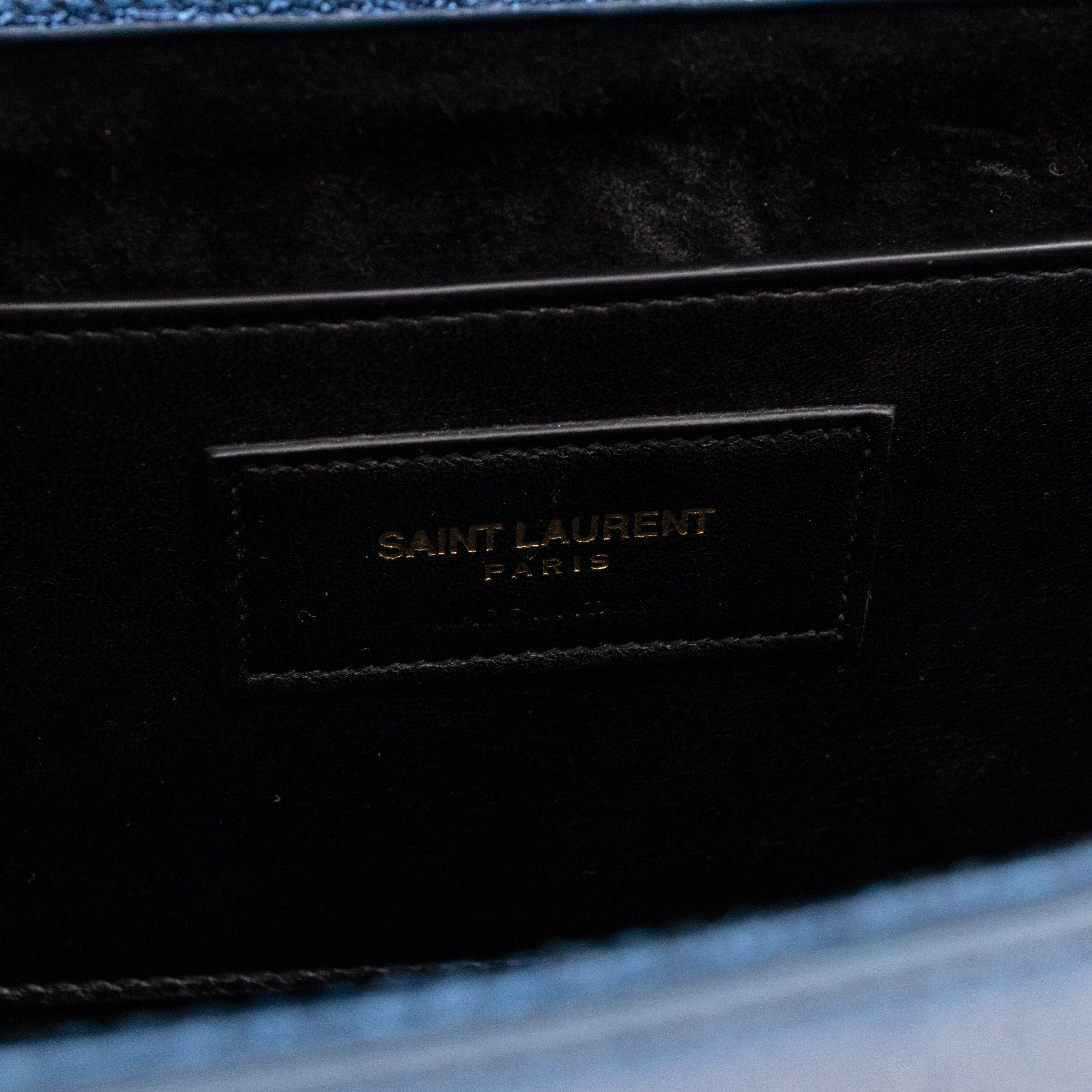 Kate Clutch Metallic Blue Glitter Leather