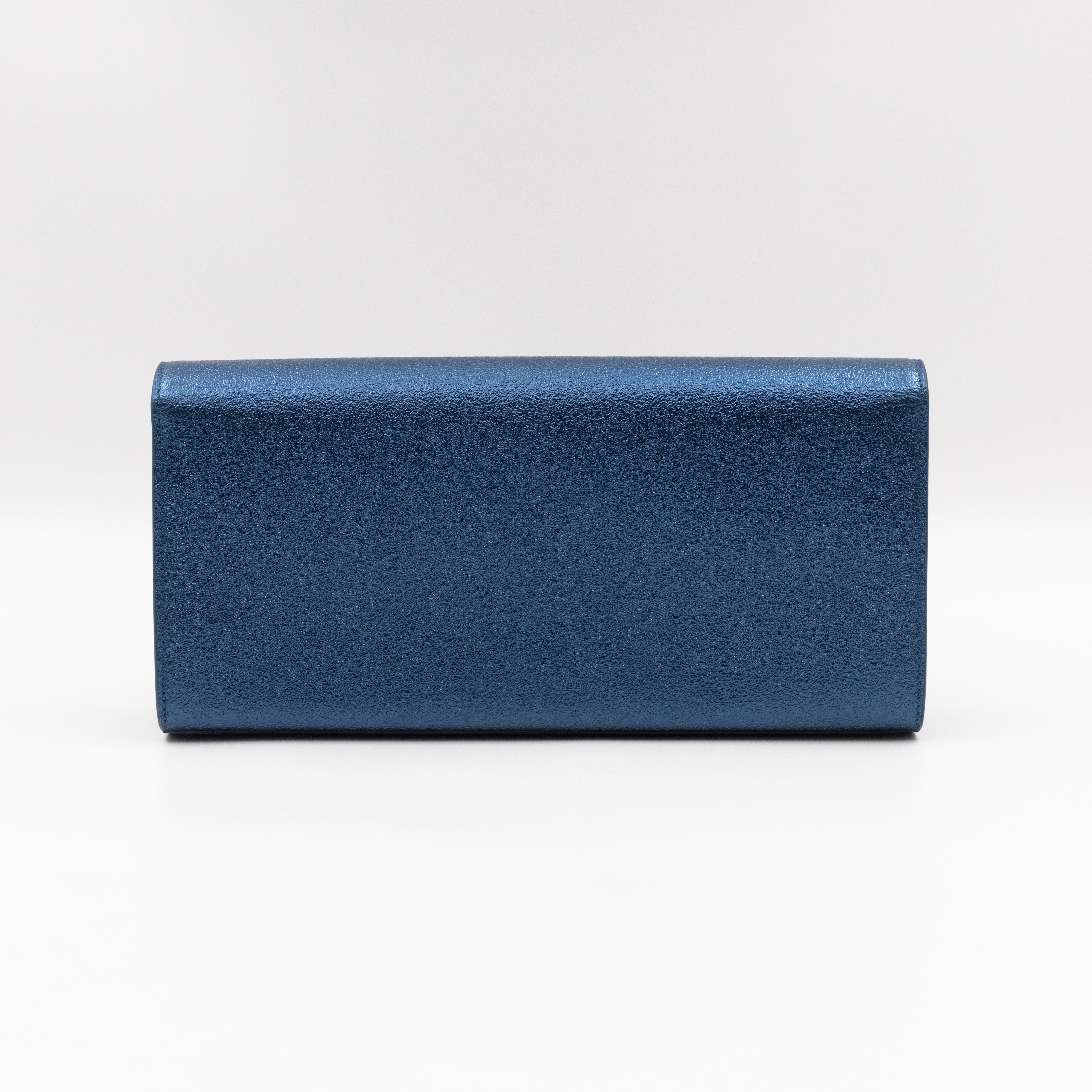 Kate Clutch Metallic Blue Glitter Leather