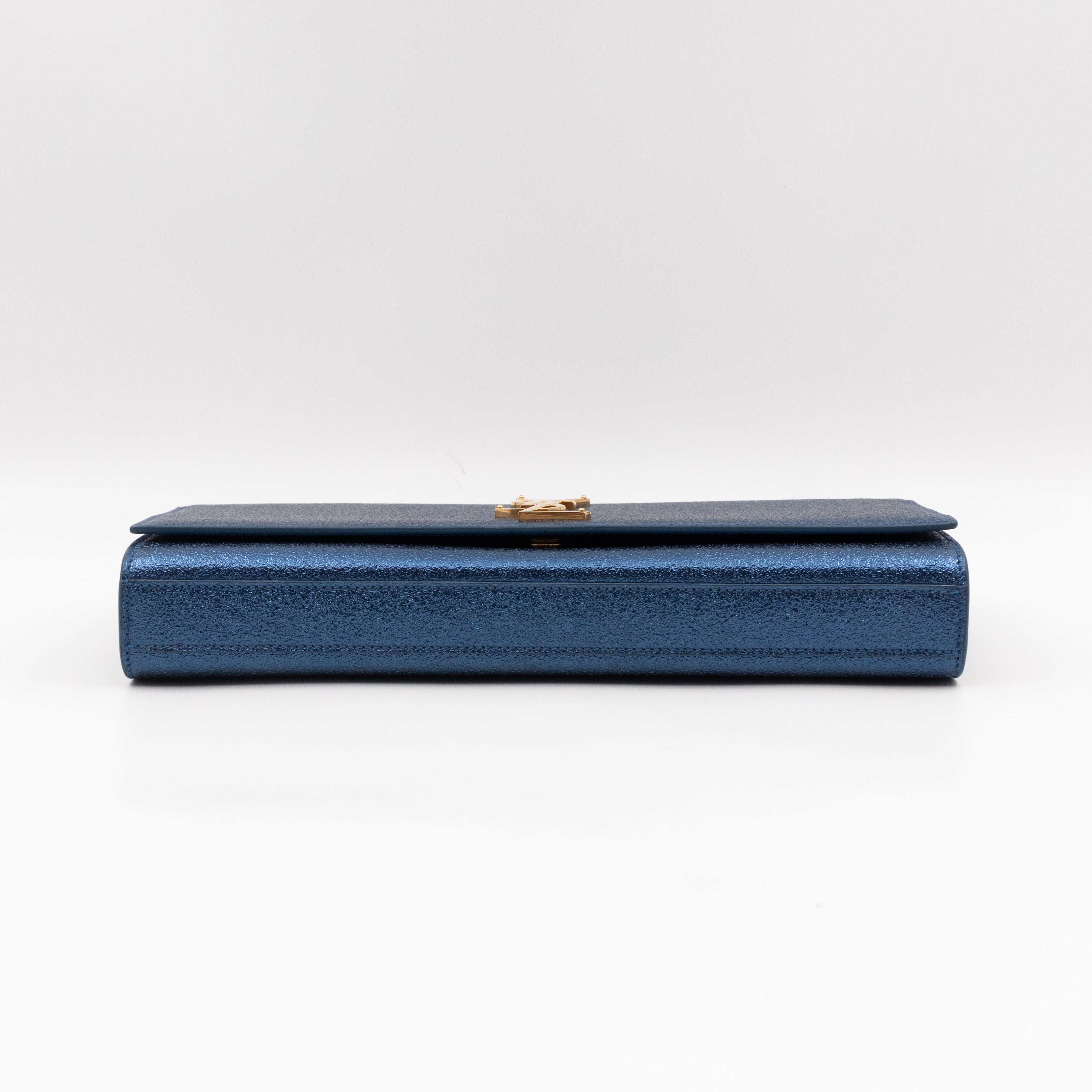 Kate Clutch Metallic Blue Glitter Leather