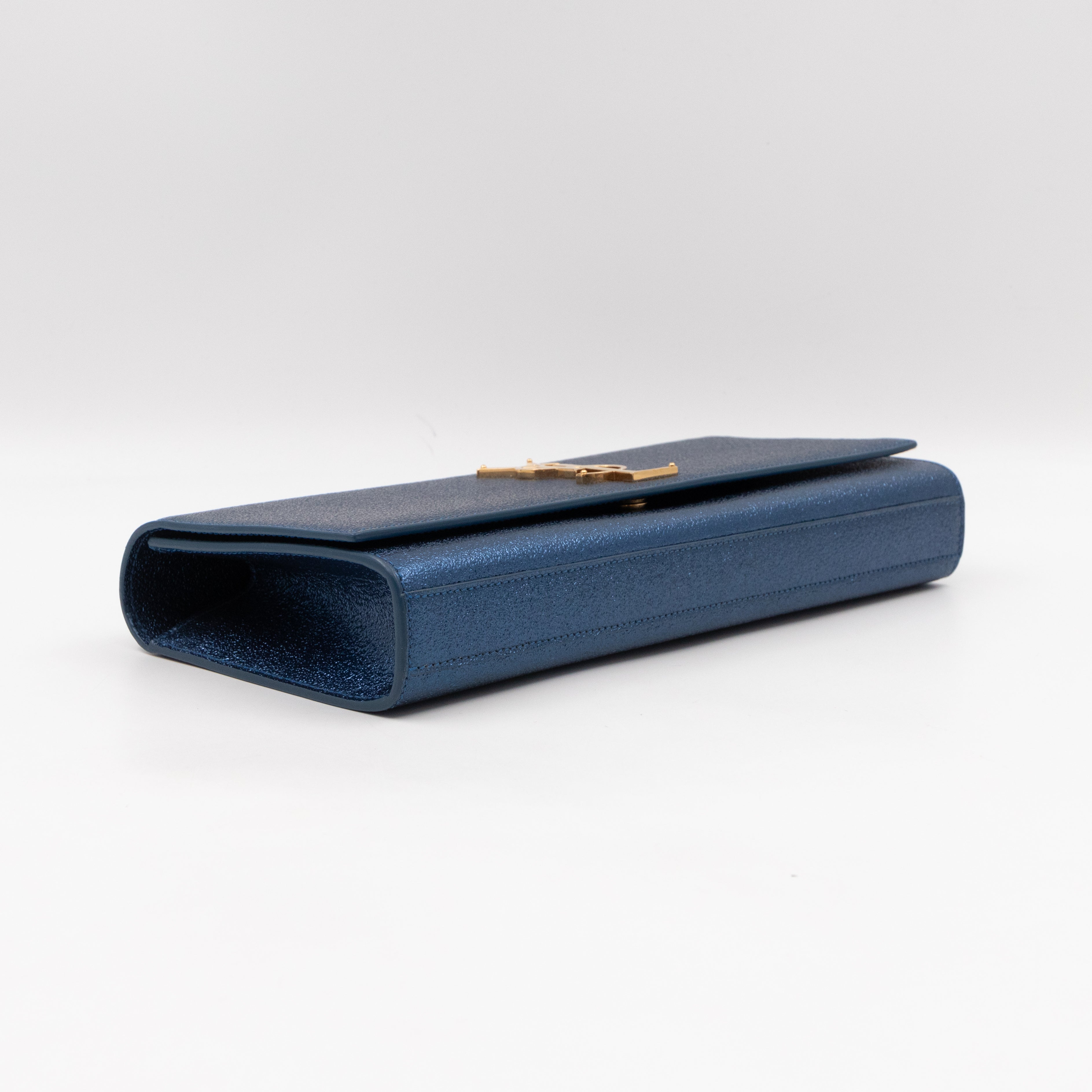 Kate Clutch Metallic Blue Glitter Leather