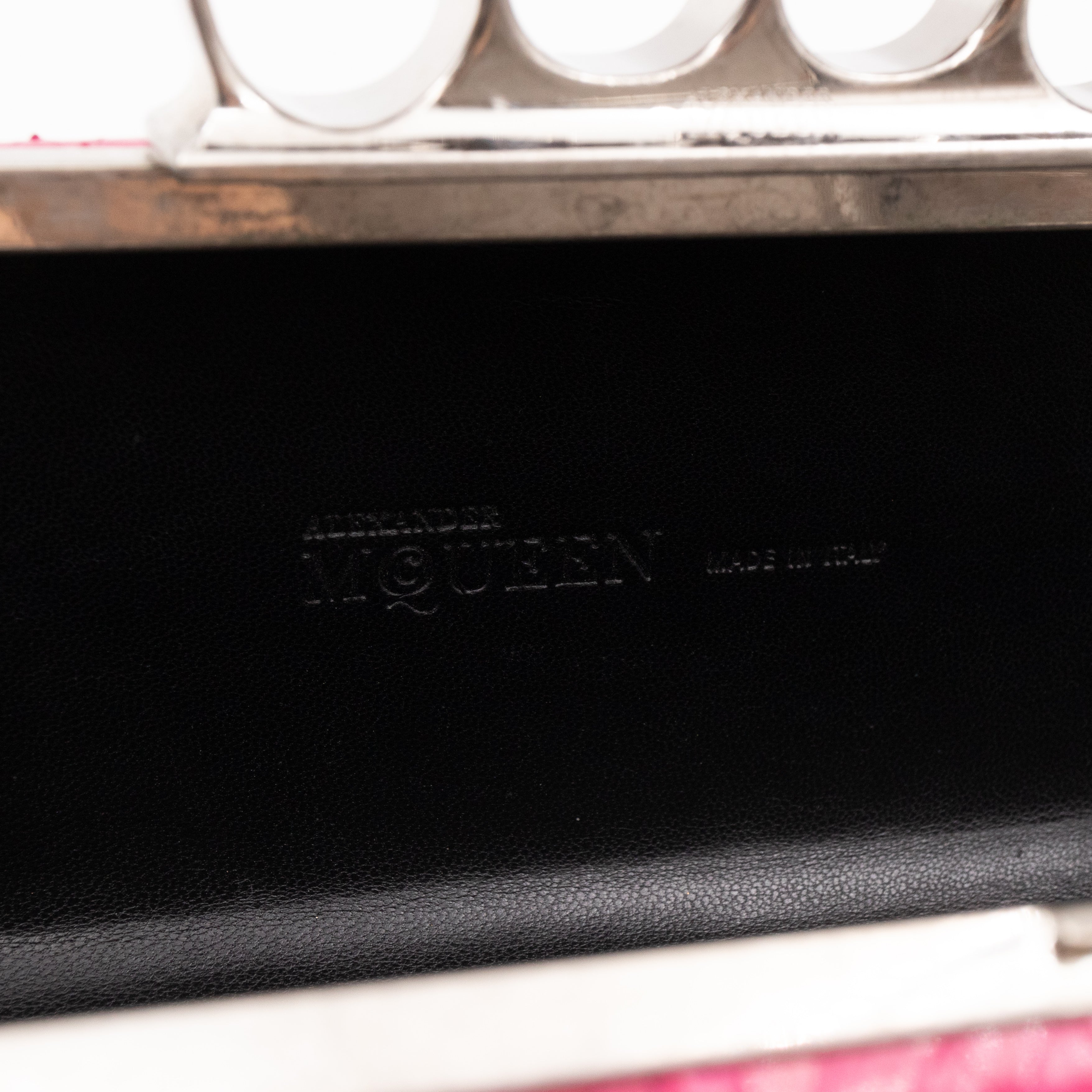 Long Skull Knuckle Clutch Pink Python Leather