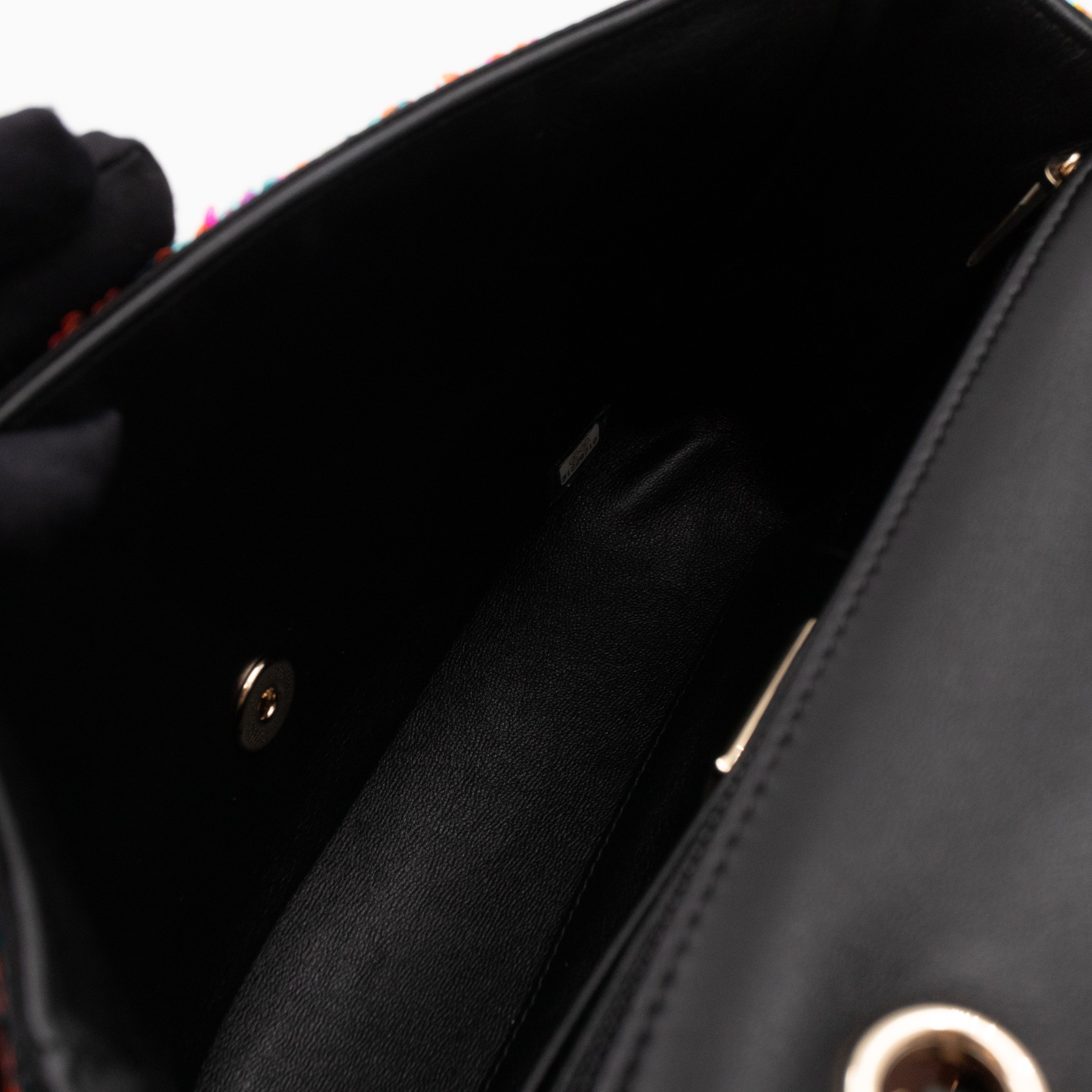 Classic Single Flap Medium Orange Turquoise Pink Sequins