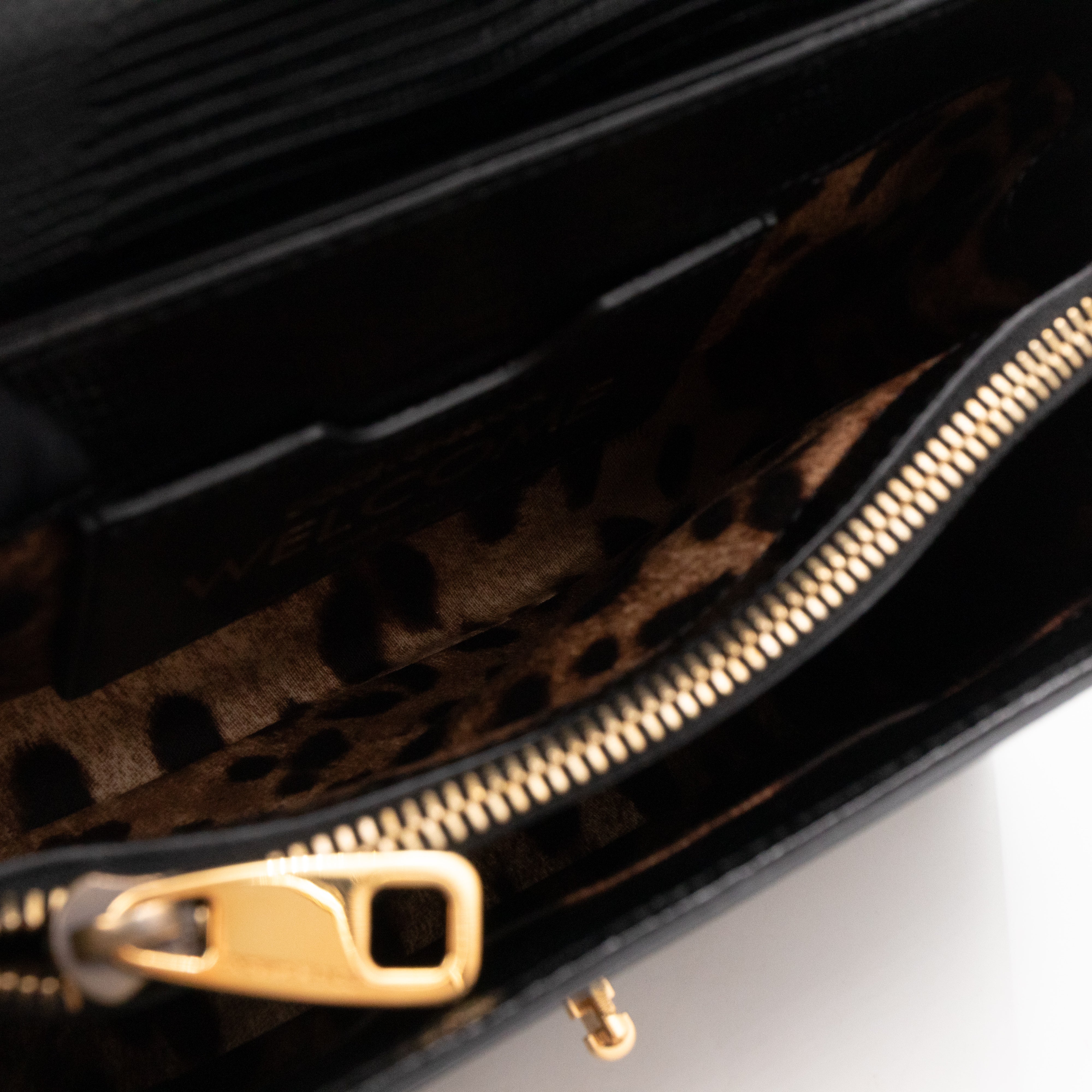 Welcome Shoulder Bag Black Lizard Embossed Leather