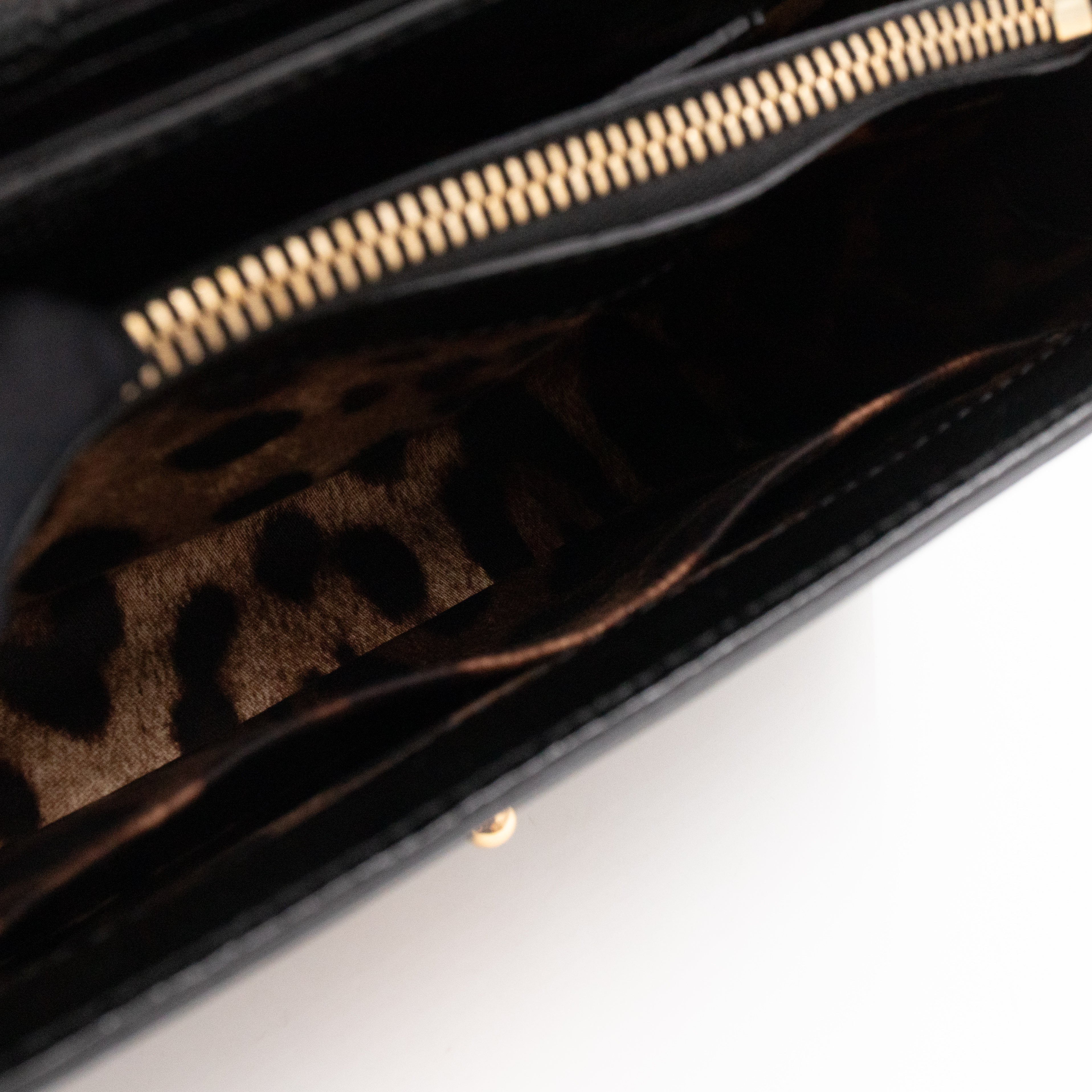 Welcome Shoulder Bag Black Lizard Embossed Leather