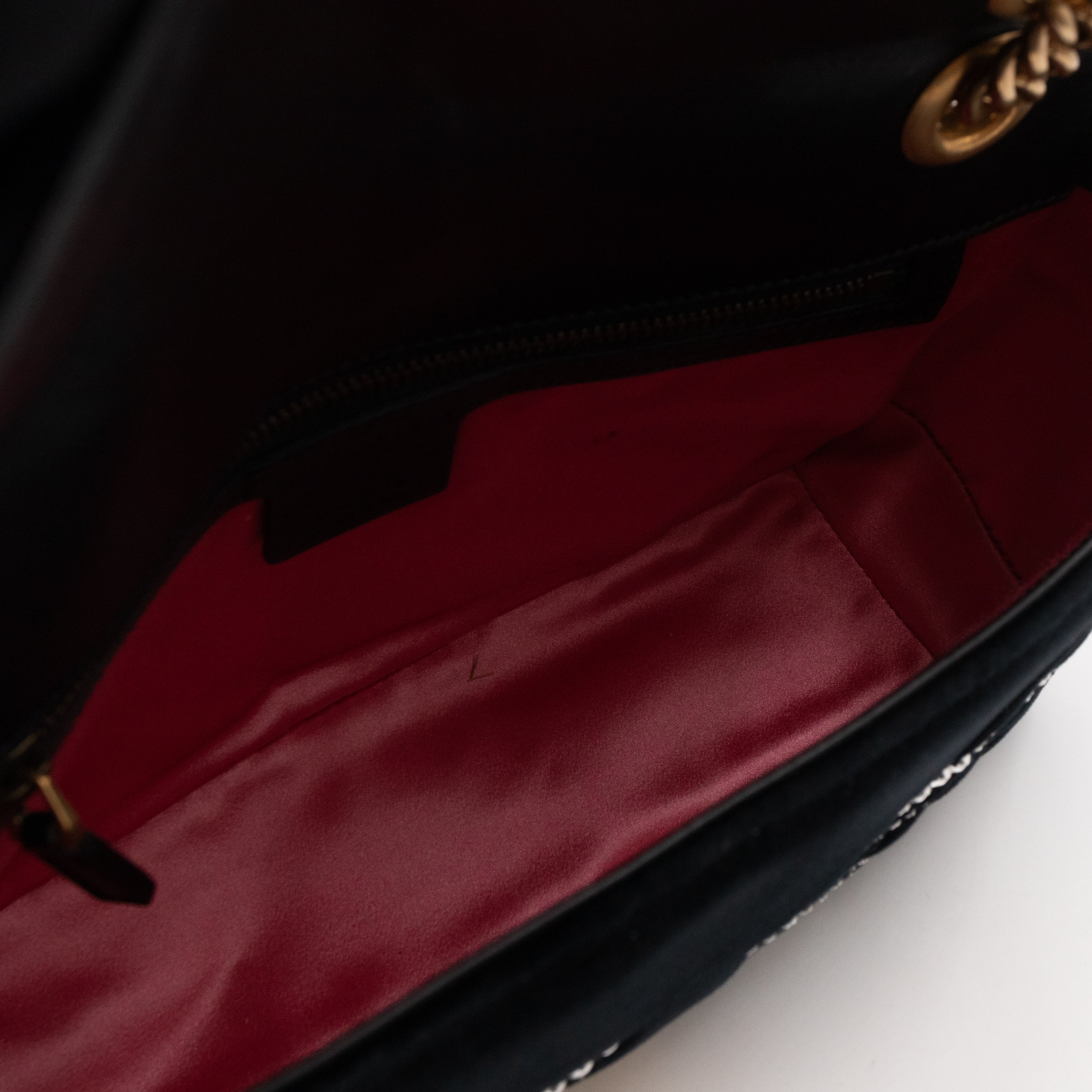 GG Marmont Small Flap Bag Black Velvet Crystals