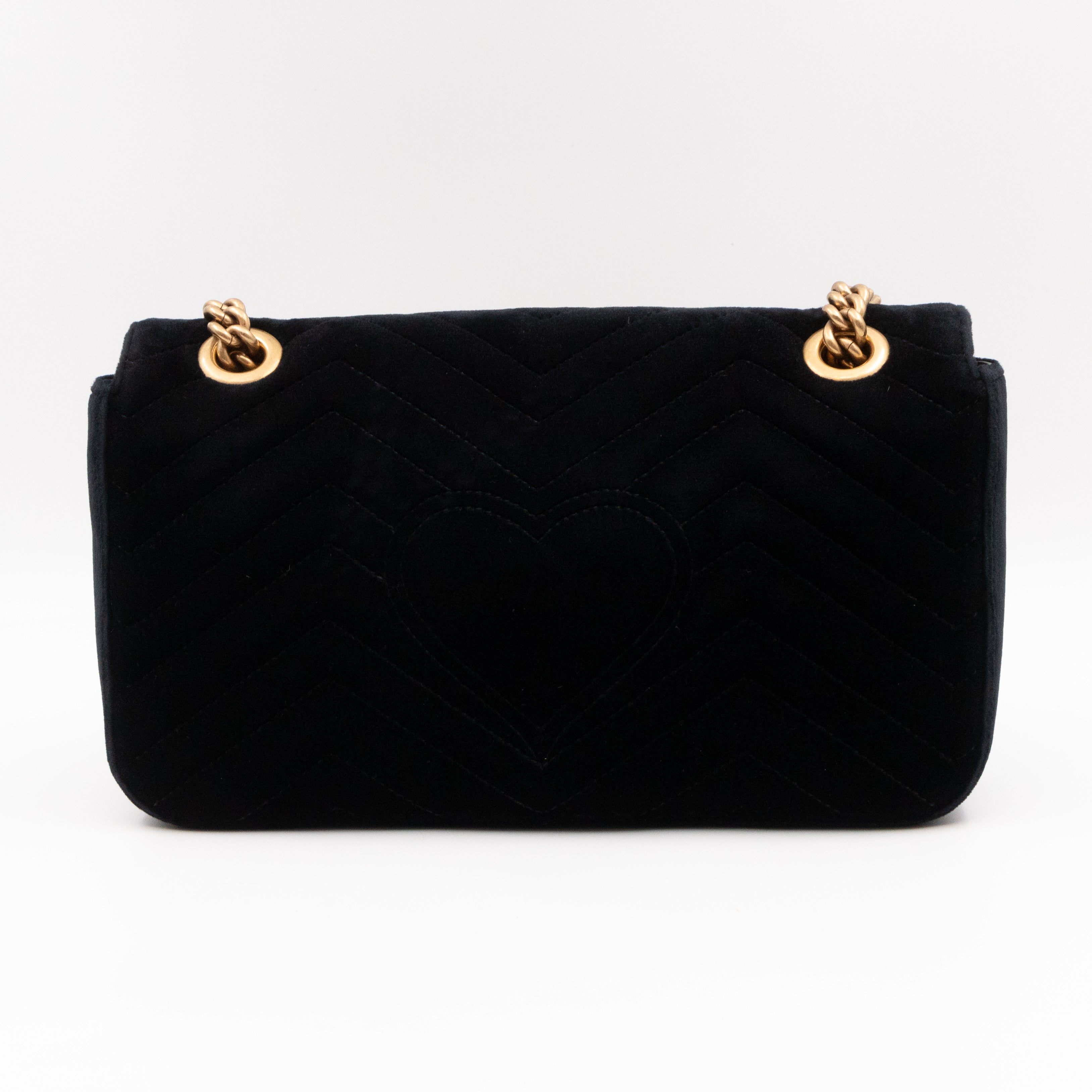 GG Marmont Small Flap Bag Black Velvet Crystals
