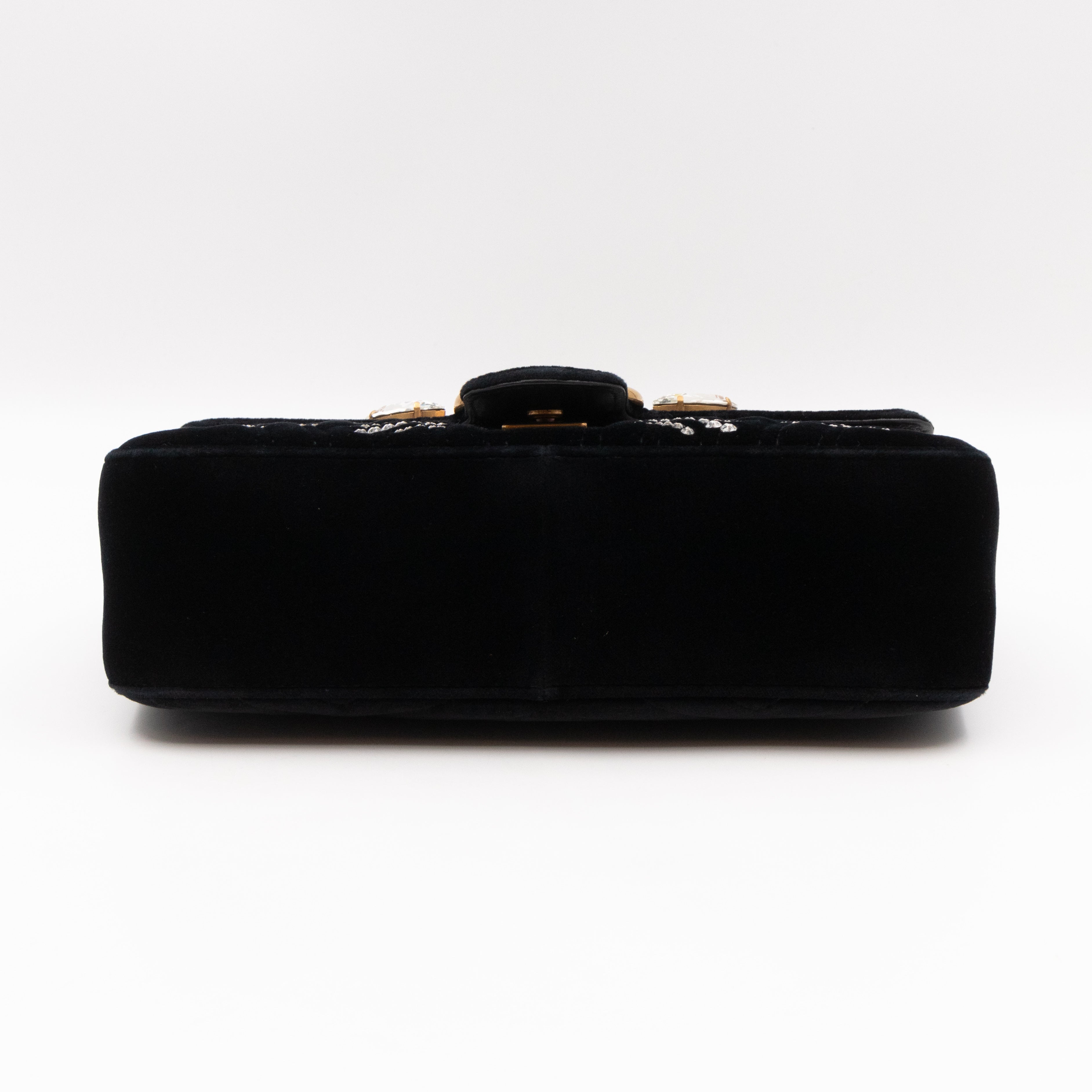 GG Marmont Small Flap Bag Black Velvet Crystals