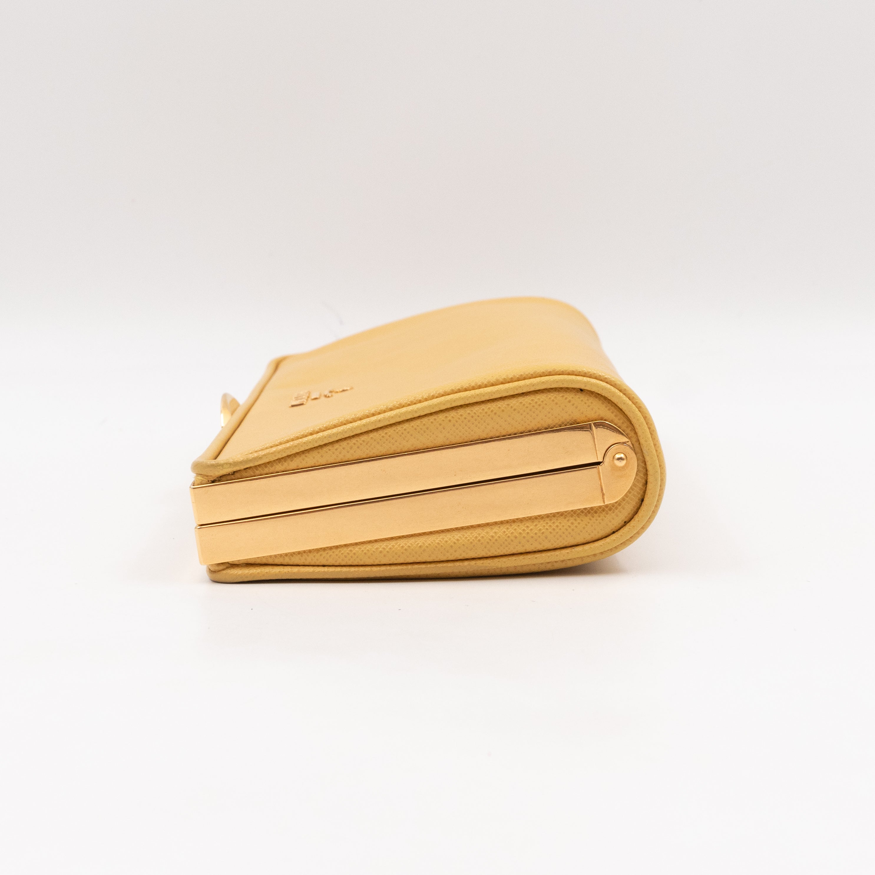 Frame Clutch Yellow Saffiano Leather