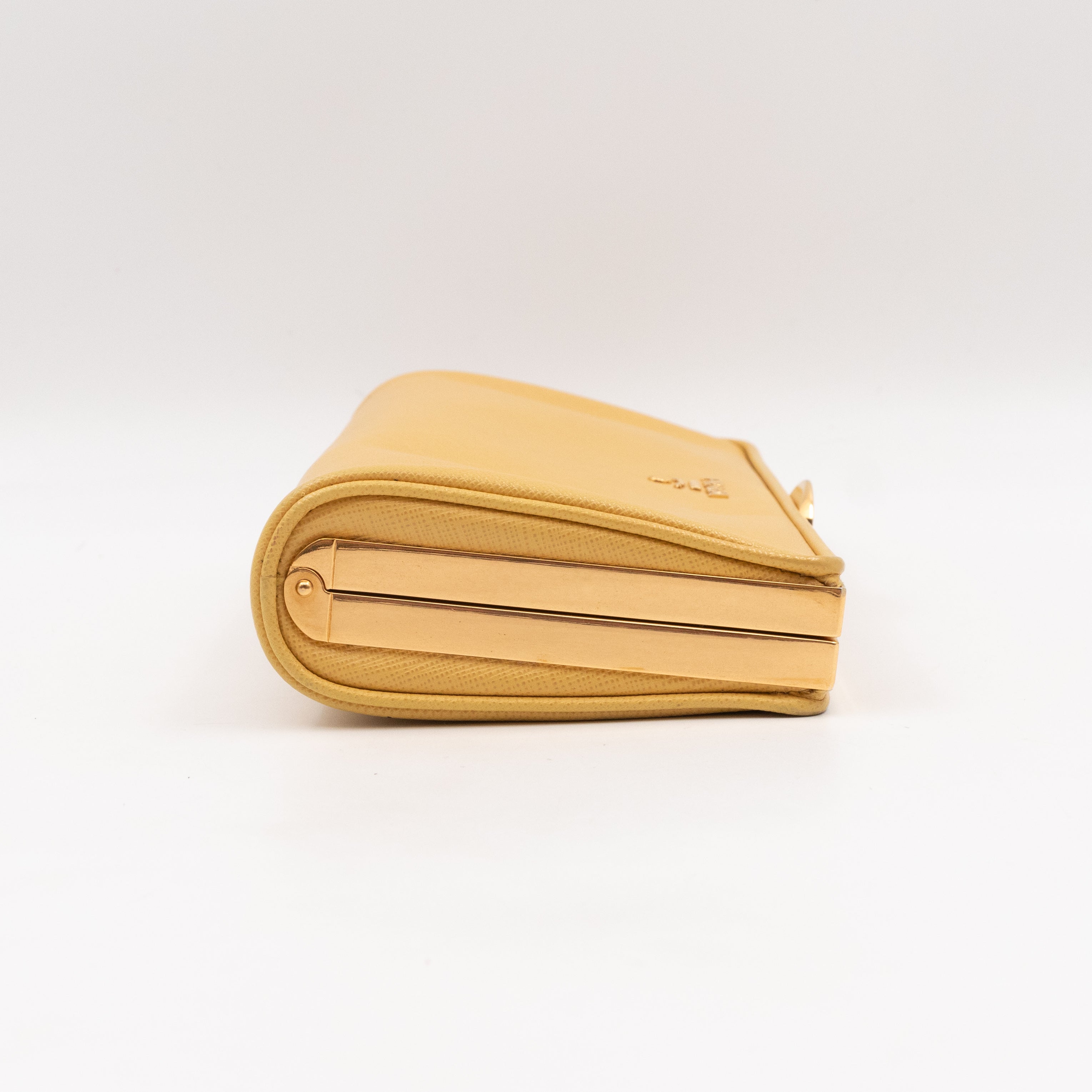 Frame Clutch Yellow Saffiano Leather