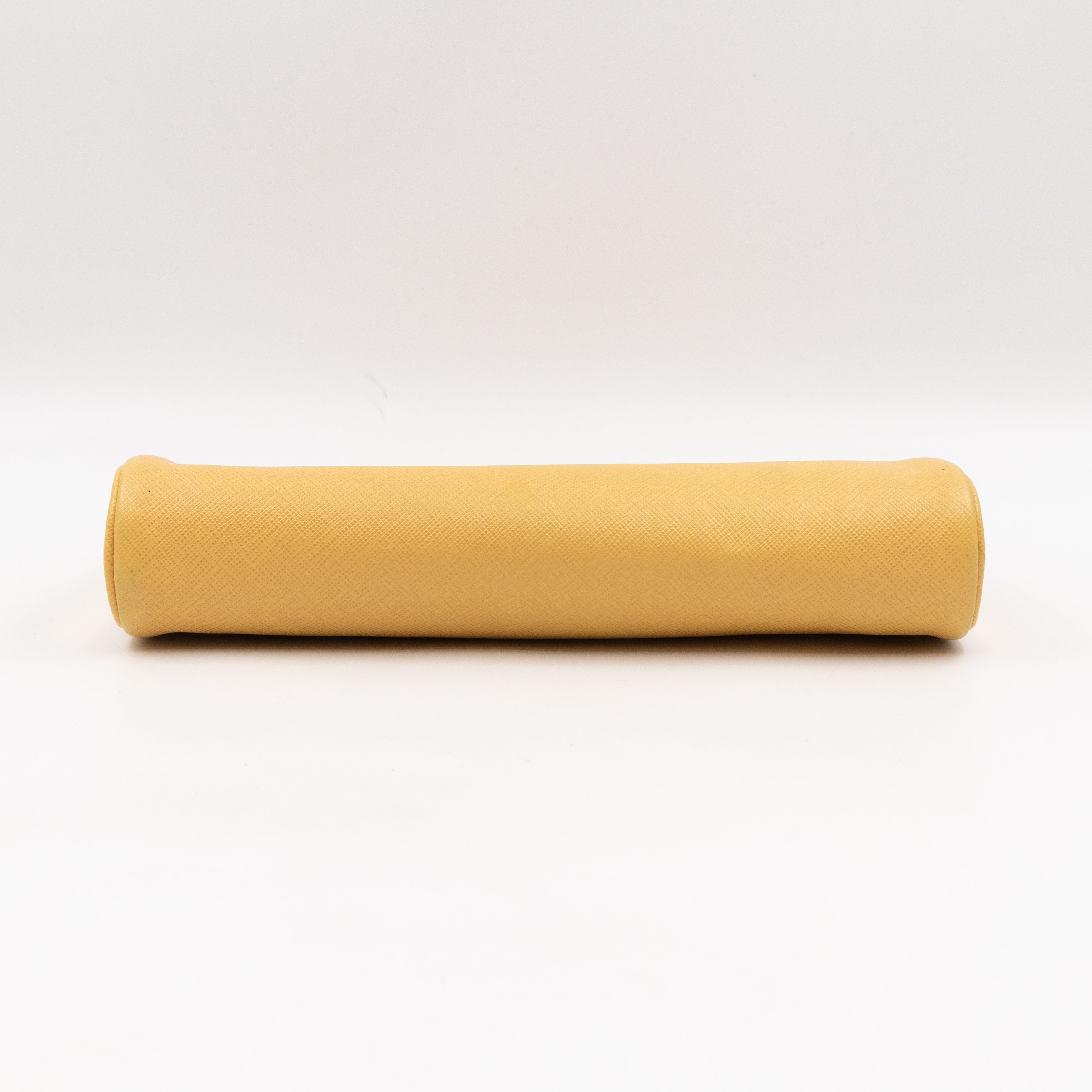 Frame Clutch Yellow Saffiano Leather