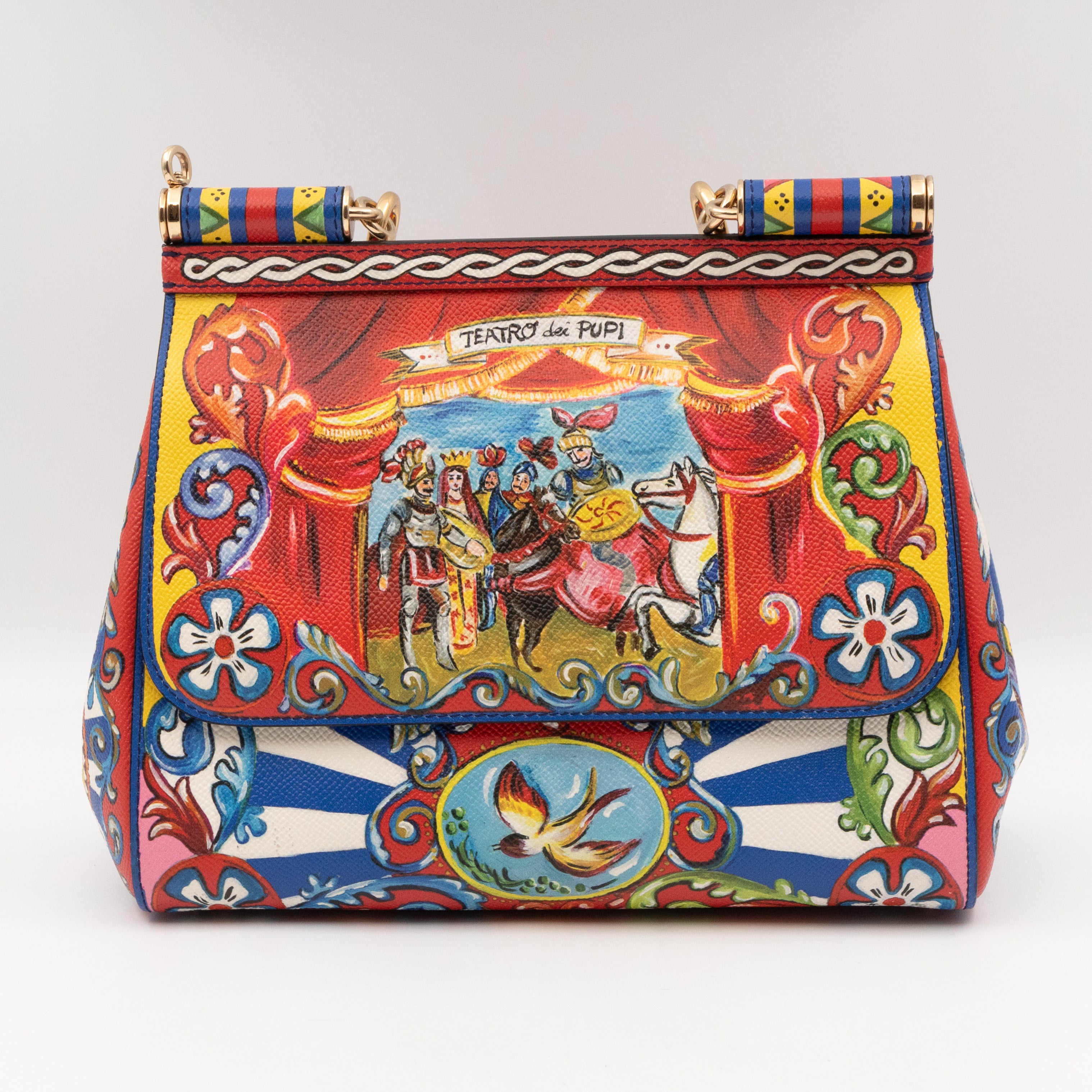 Sicily Medium Teatro Dei Pupi Print Leather