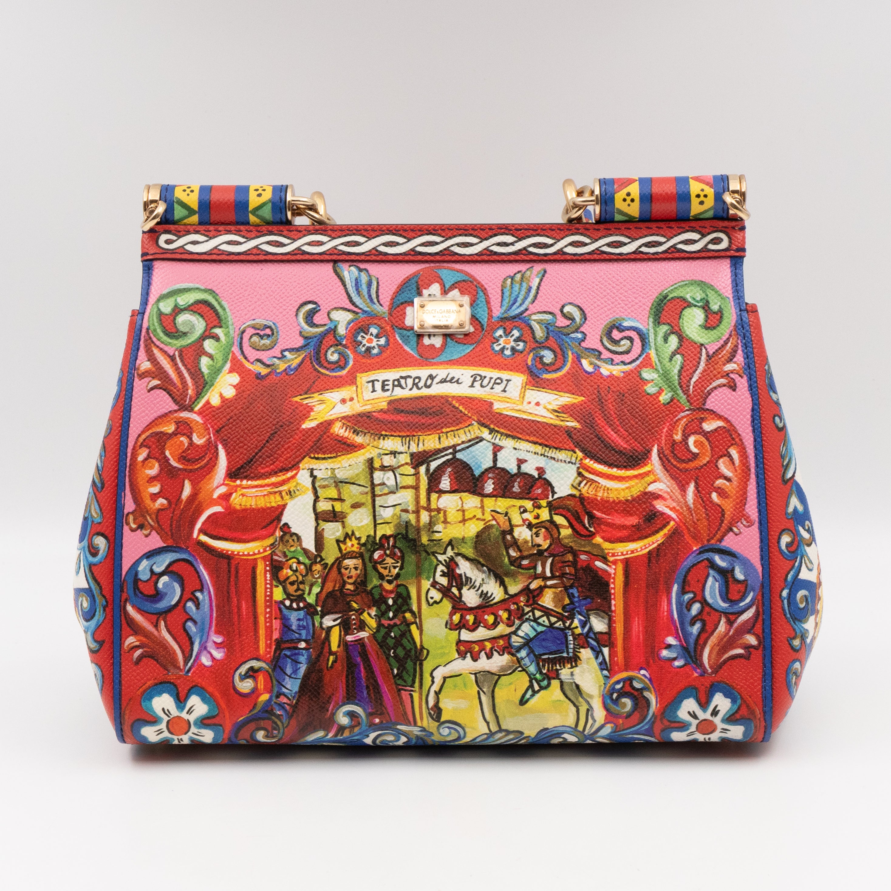 Sicily Medium Teatro Dei Pupi Print Leather
