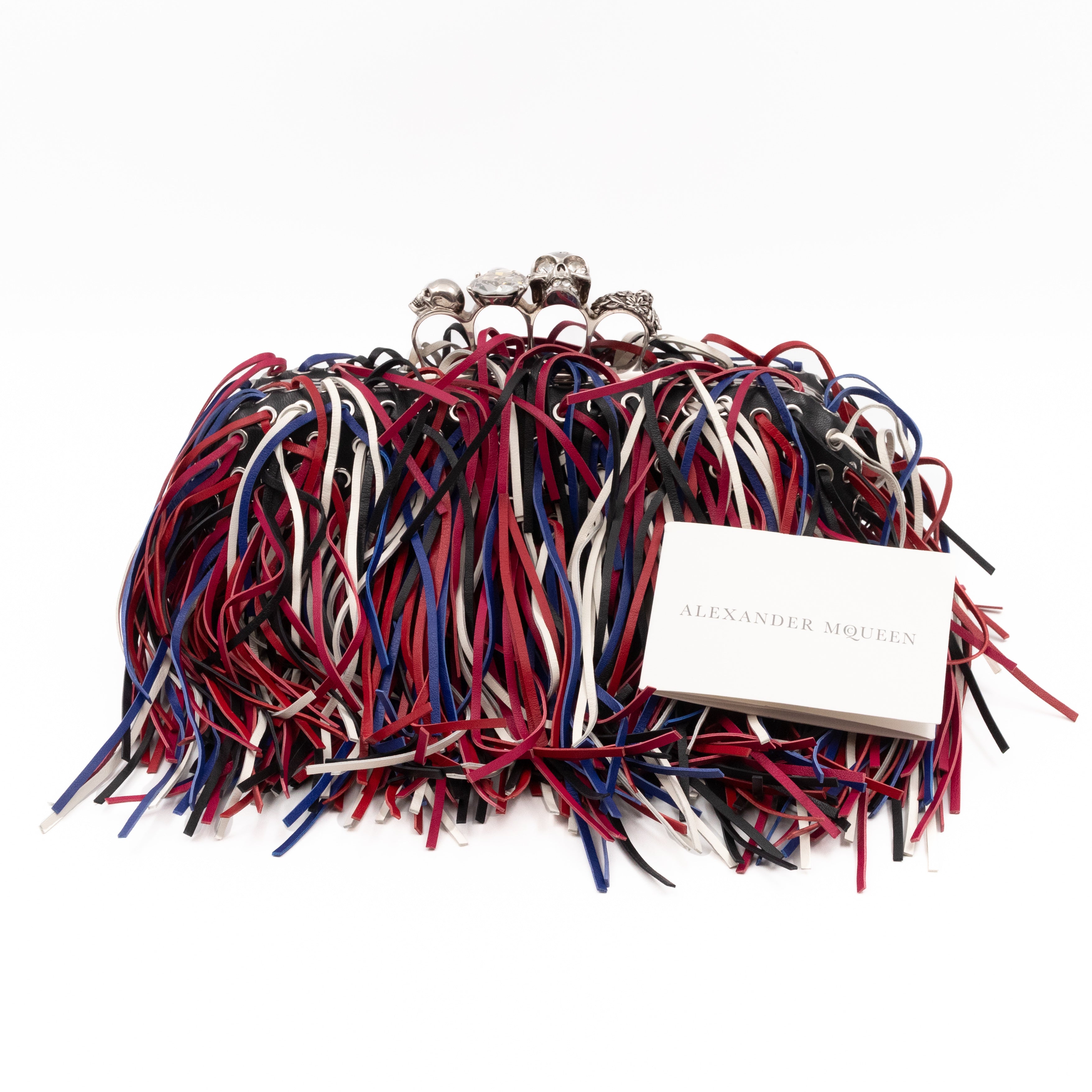 Long Skull Knuckle Clutch Fringed Four-ring