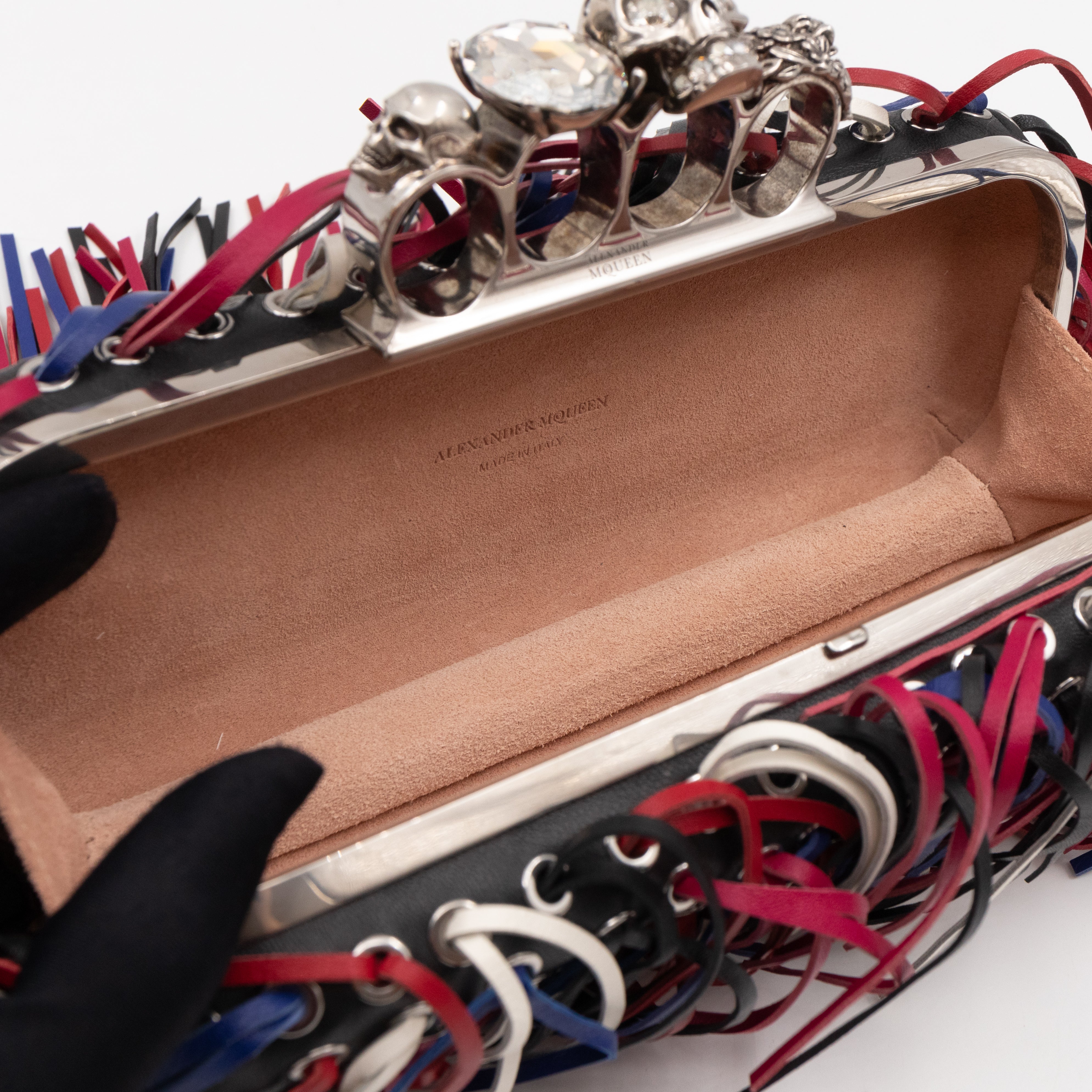 Long Skull Knuckle Clutch Fringed Four-ring