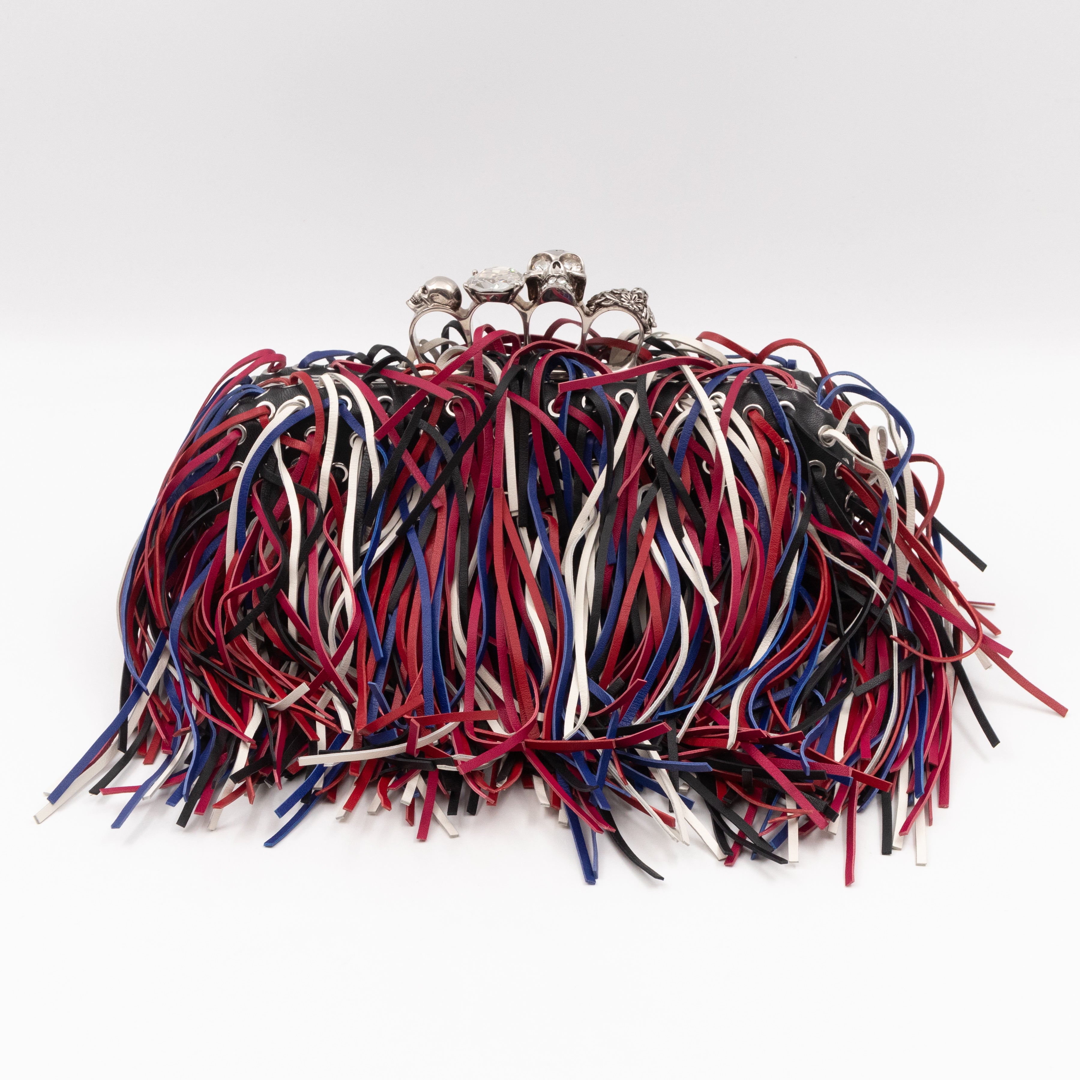 Long Skull Knuckle Clutch Fringed Four-ring