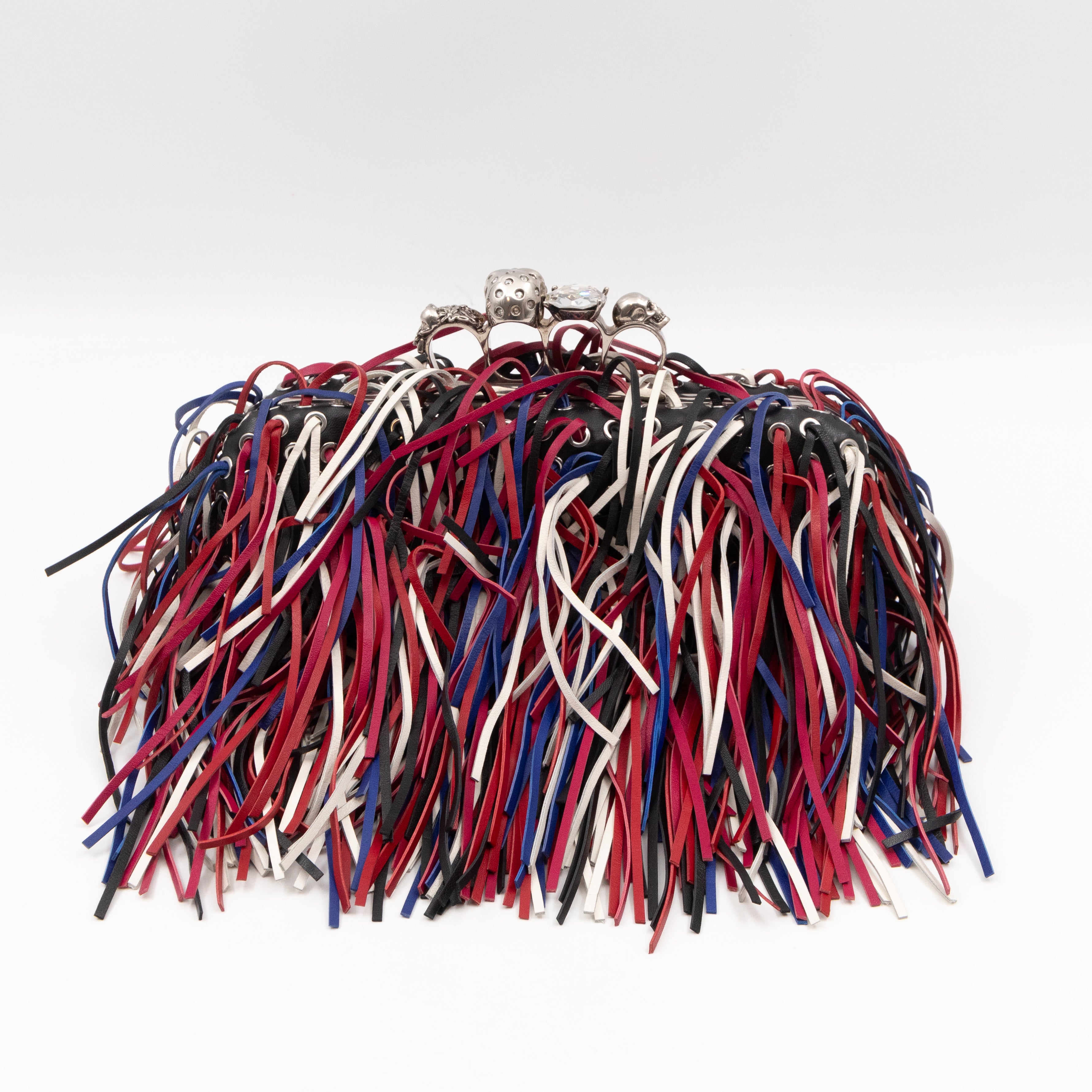 Long Skull Knuckle Clutch Fringed Four-ring