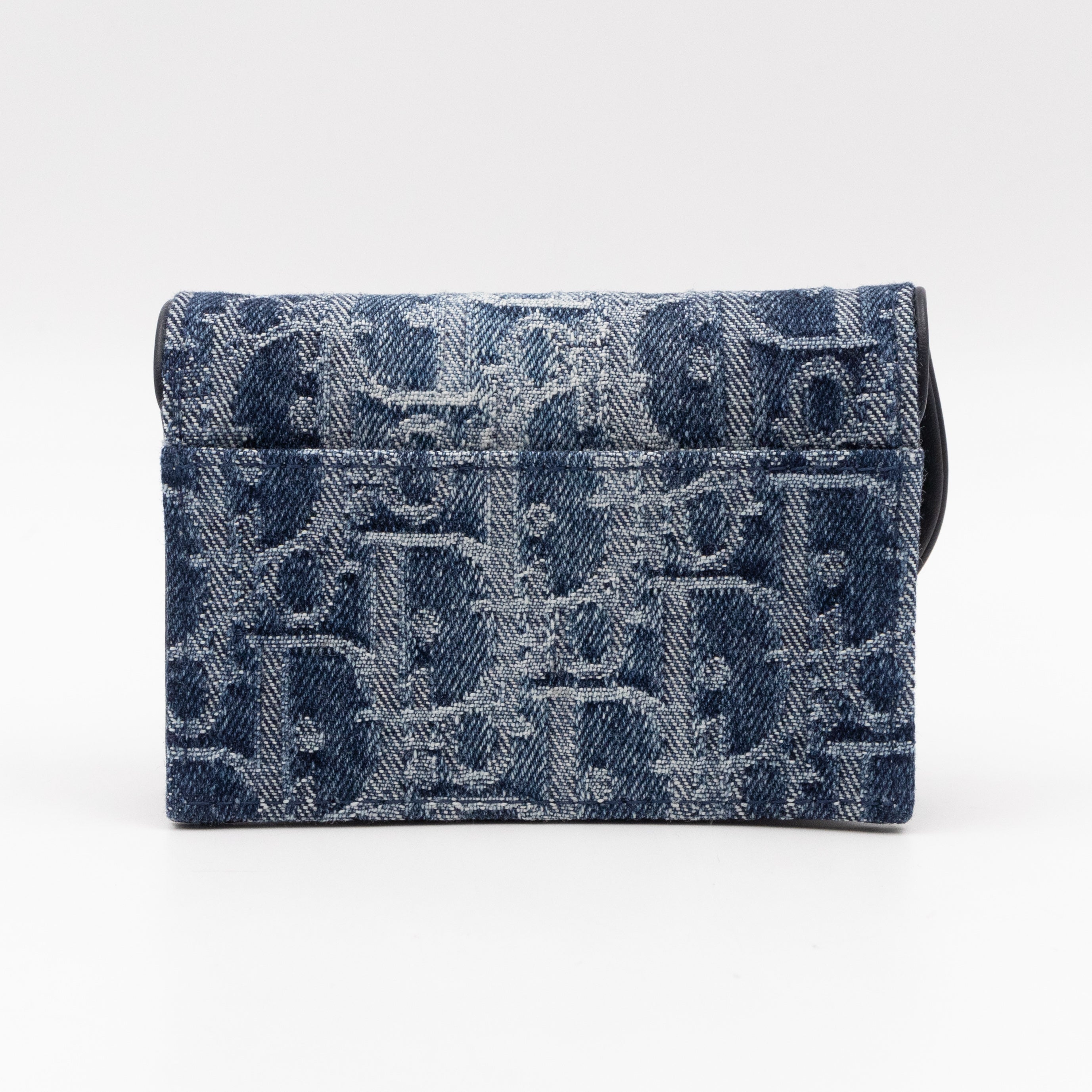 Saddle Bloom Card Holder Blue Denim Dior Oblique Jacquard