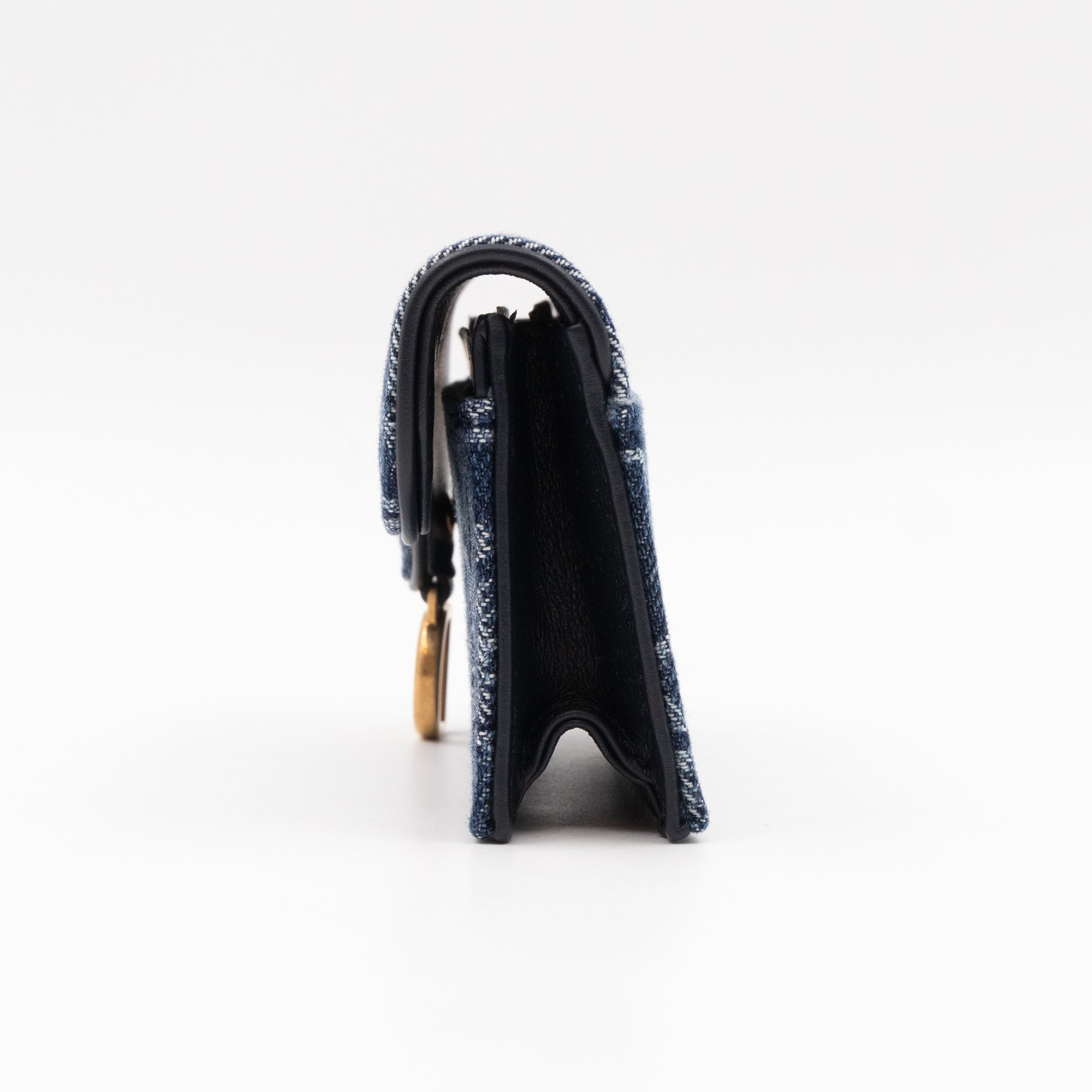 Saddle Bloom Card Holder Blue Denim Dior Oblique Jacquard
