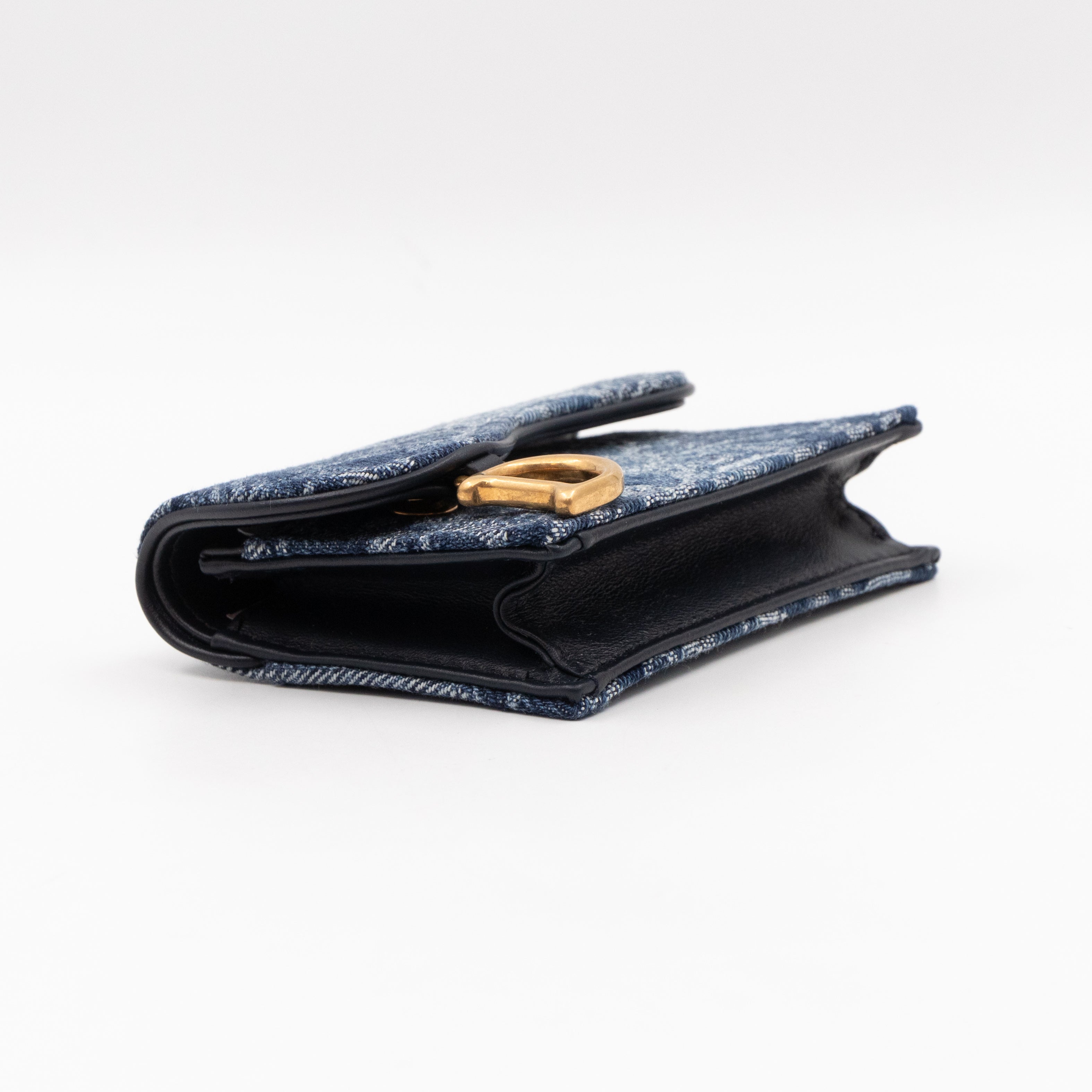 Saddle Bloom Card Holder Blue Denim Dior Oblique Jacquard