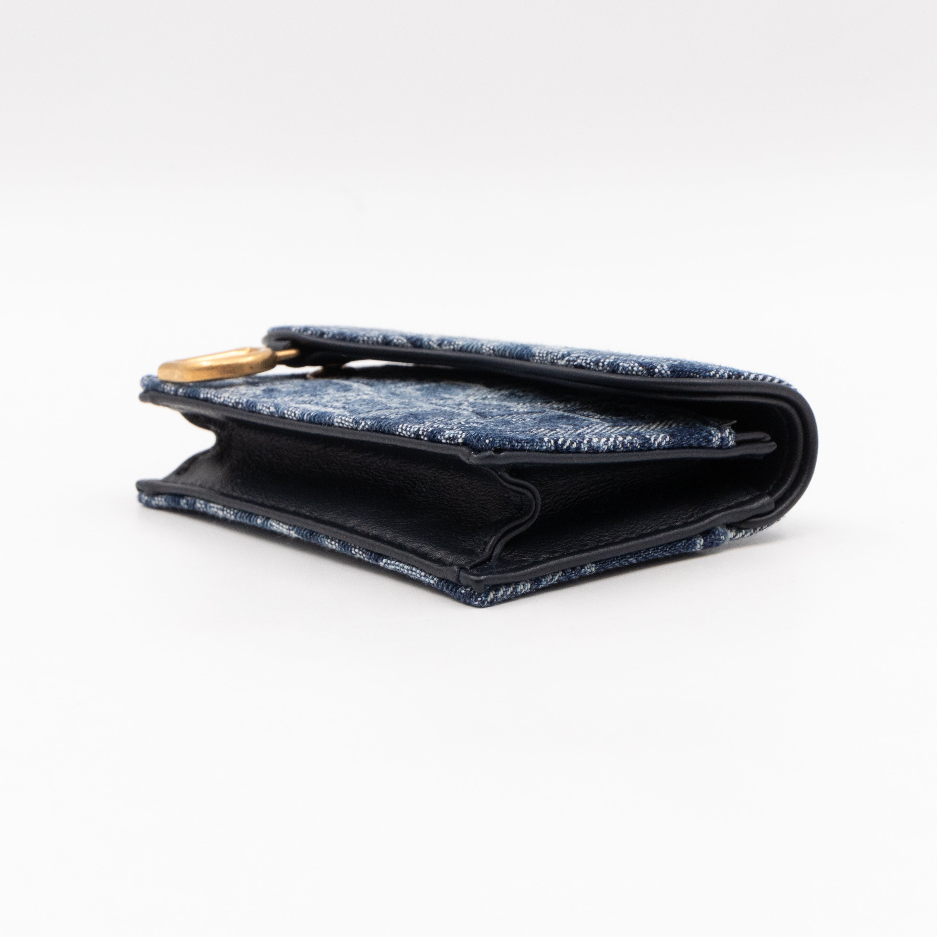 Saddle Bloom Card Holder Blue Denim Dior Oblique Jacquard
