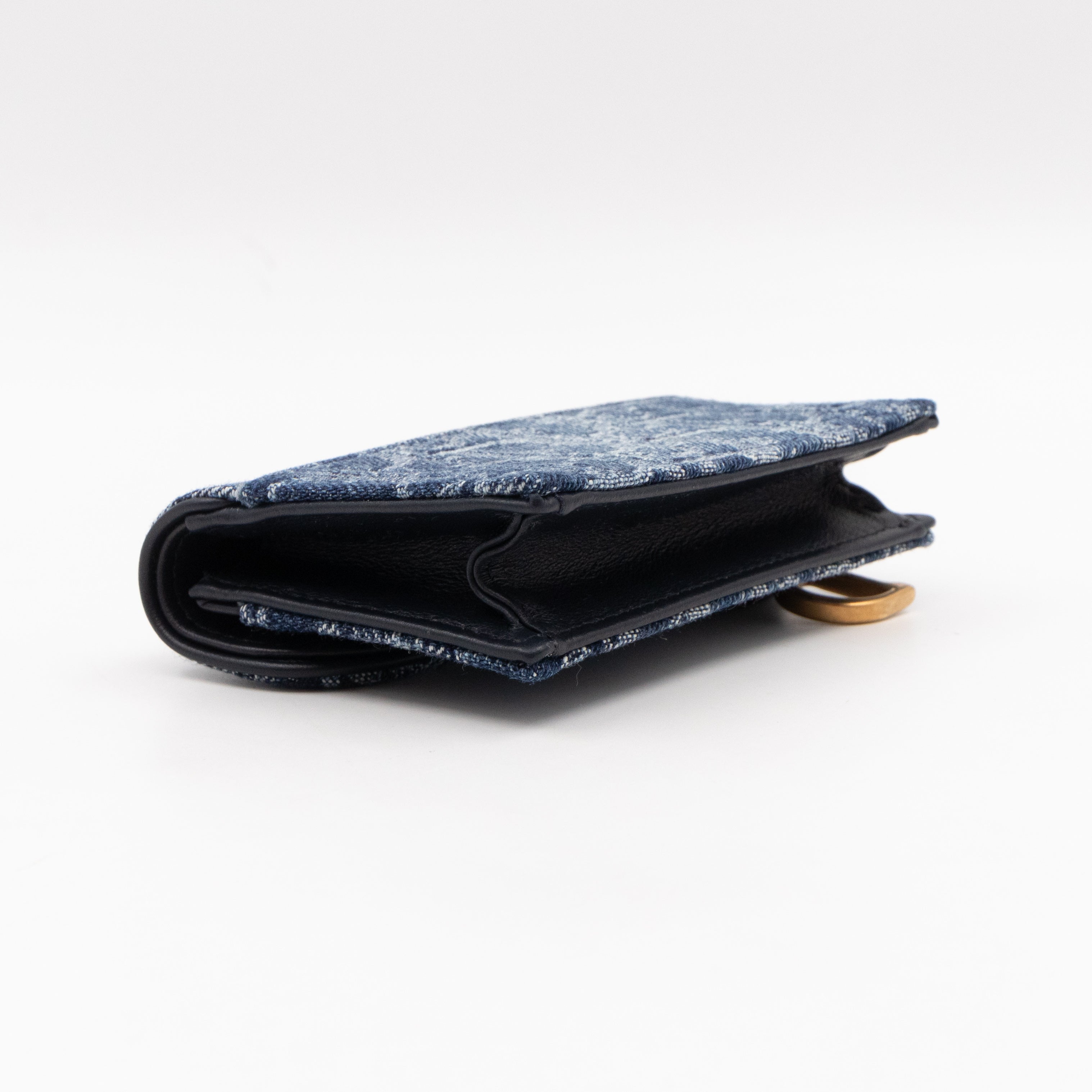 Saddle Bloom Card Holder Blue Denim Dior Oblique Jacquard