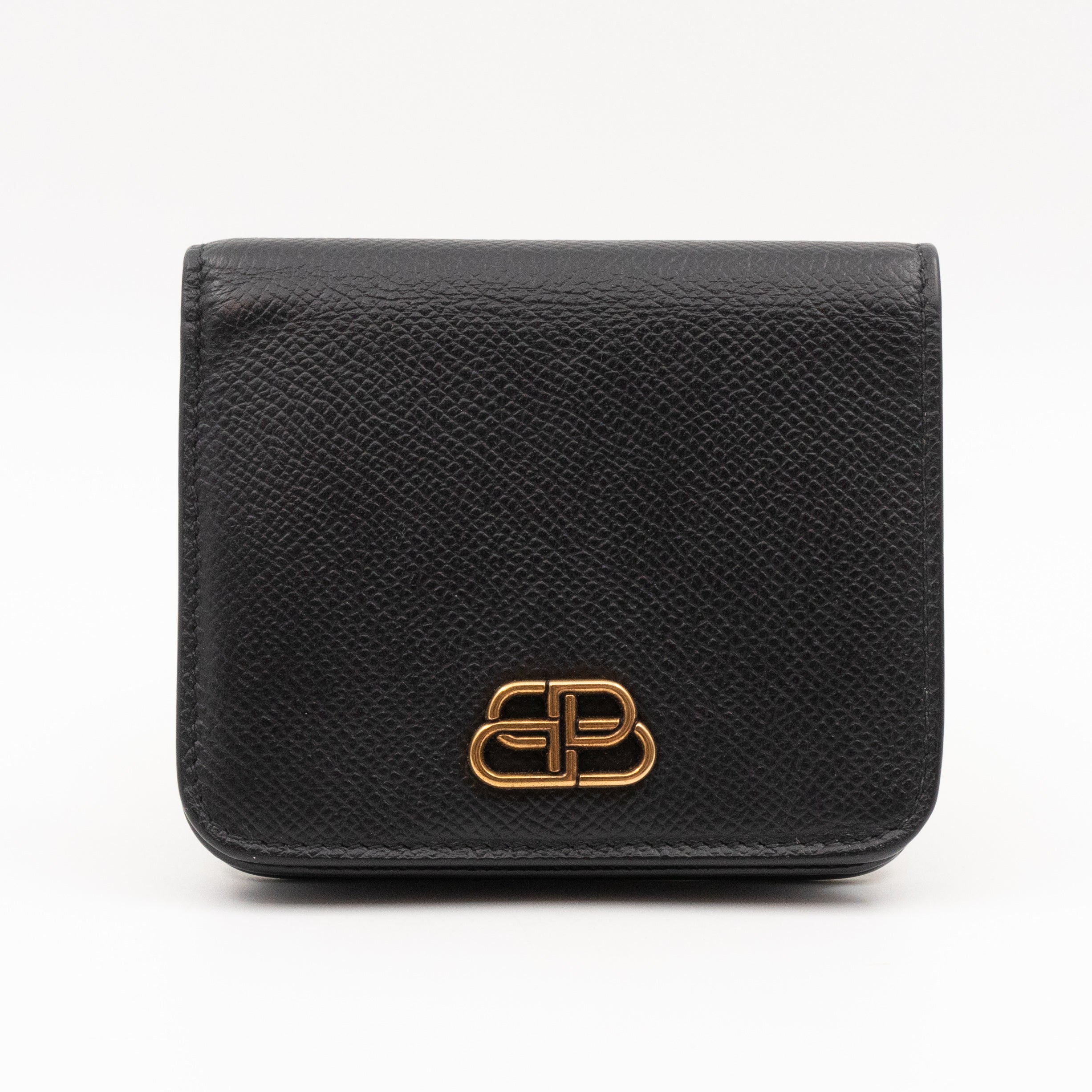 Monaco Flap Coin Card Holder Black Leather