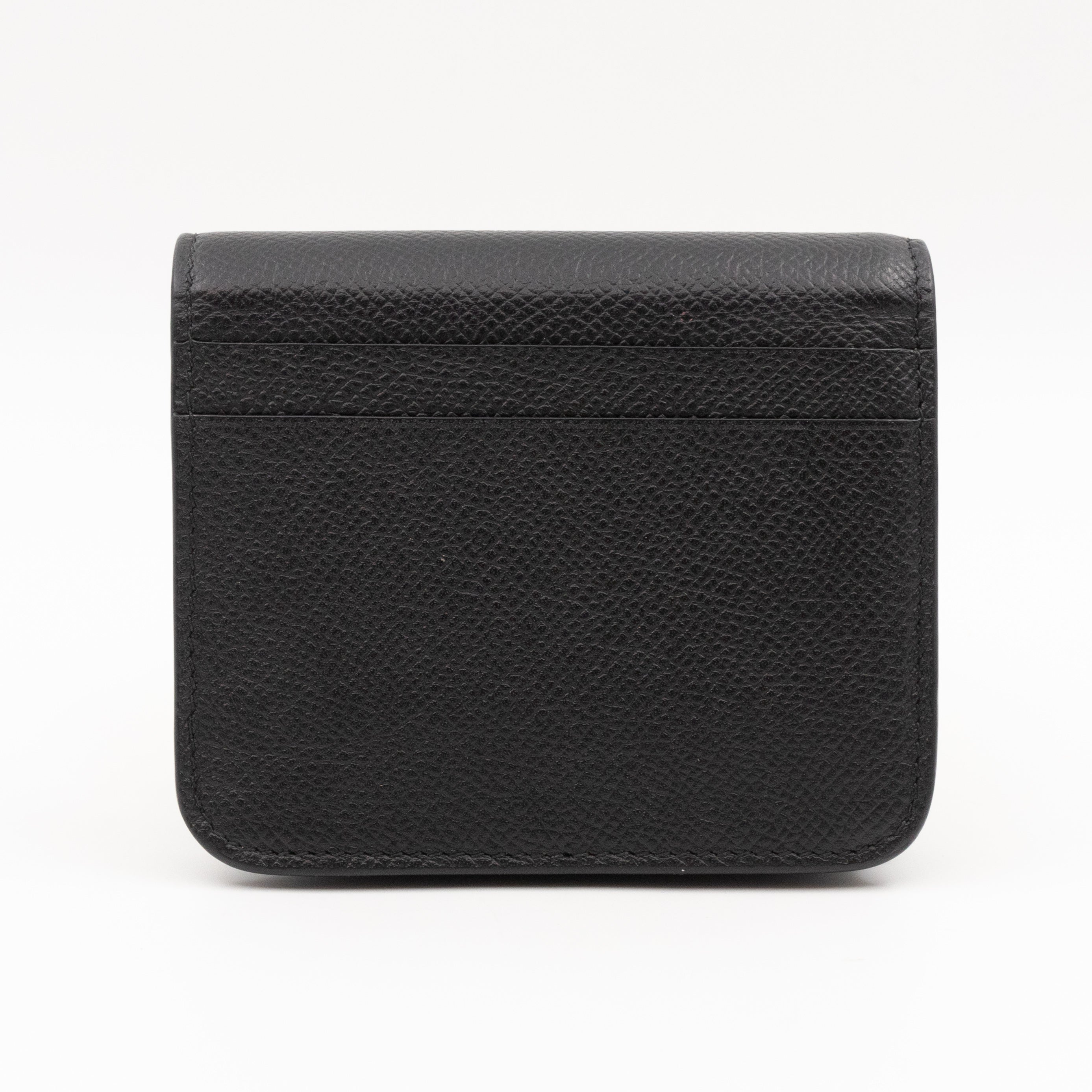 Monaco Flap Coin Card Holder Black Leather