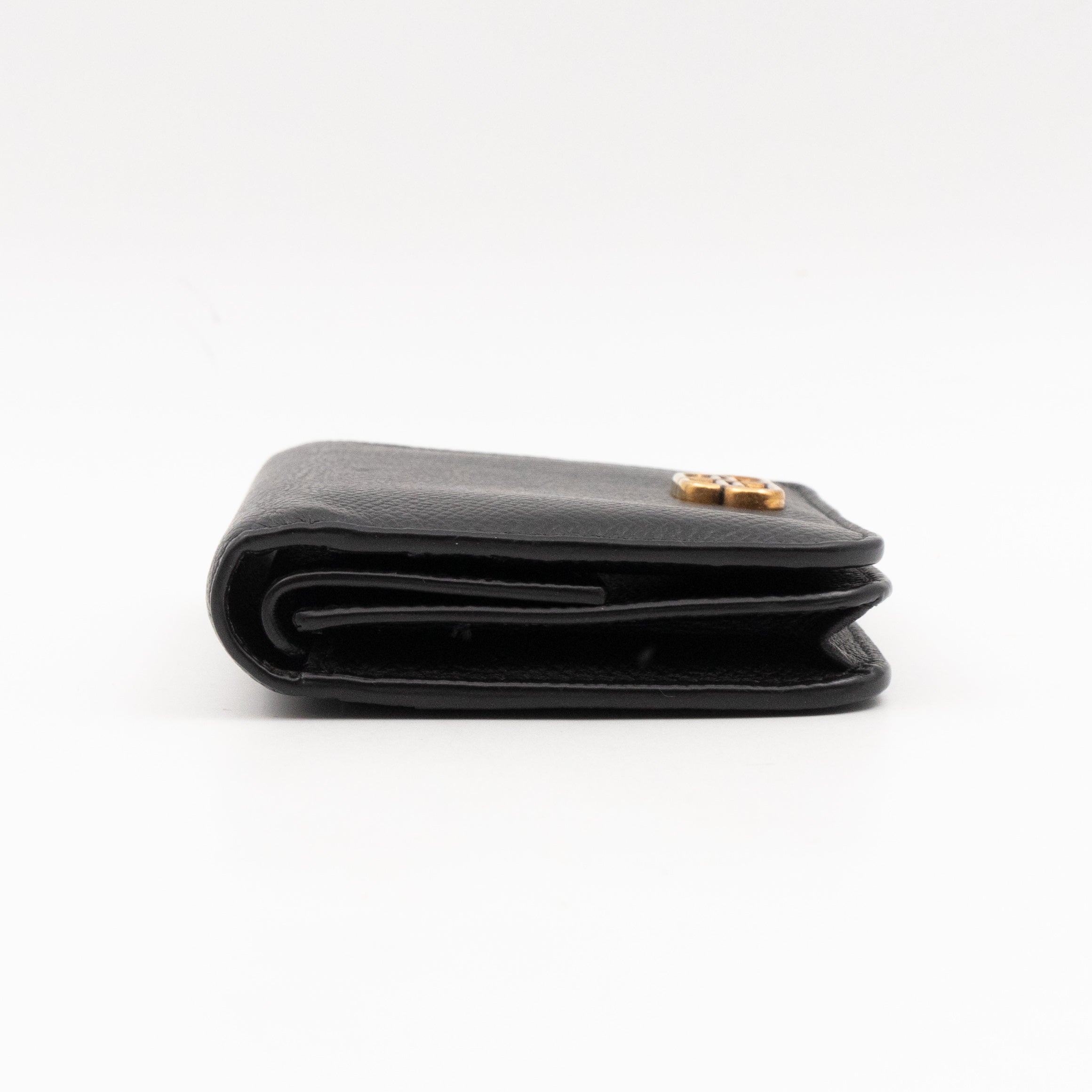 Monaco Flap Coin Card Holder Black Leather