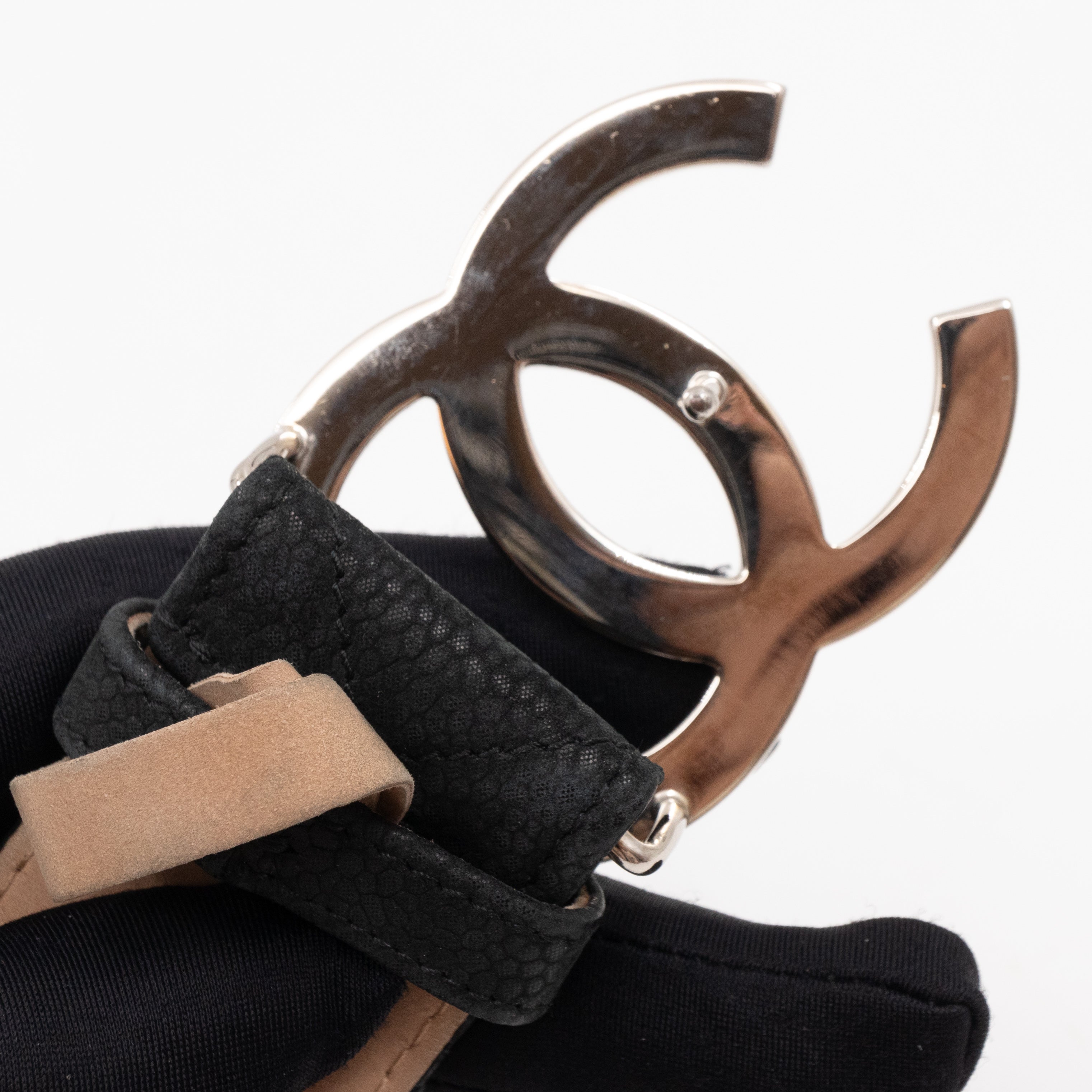 CC Buckle Belt Black Matte Caviar Leather 85/34