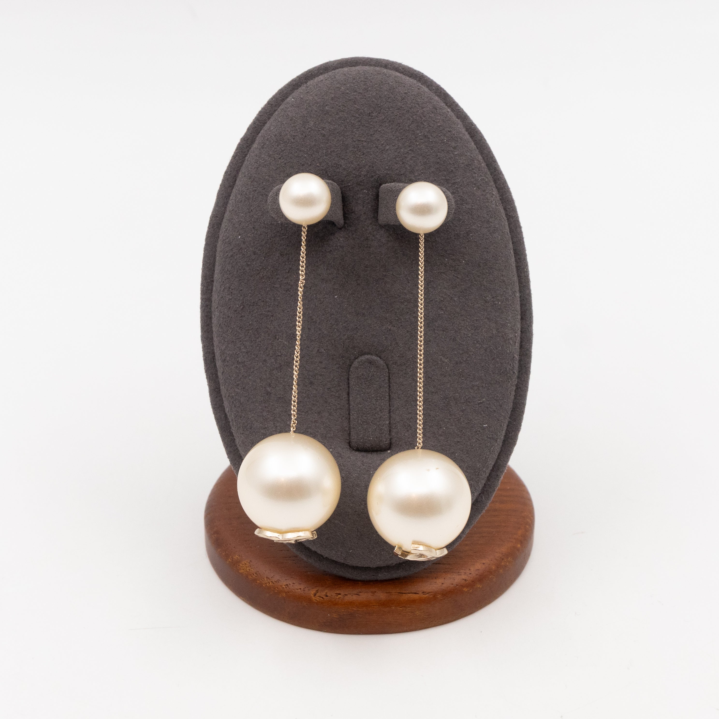 Big Pearl Drop Earrings Light Gold