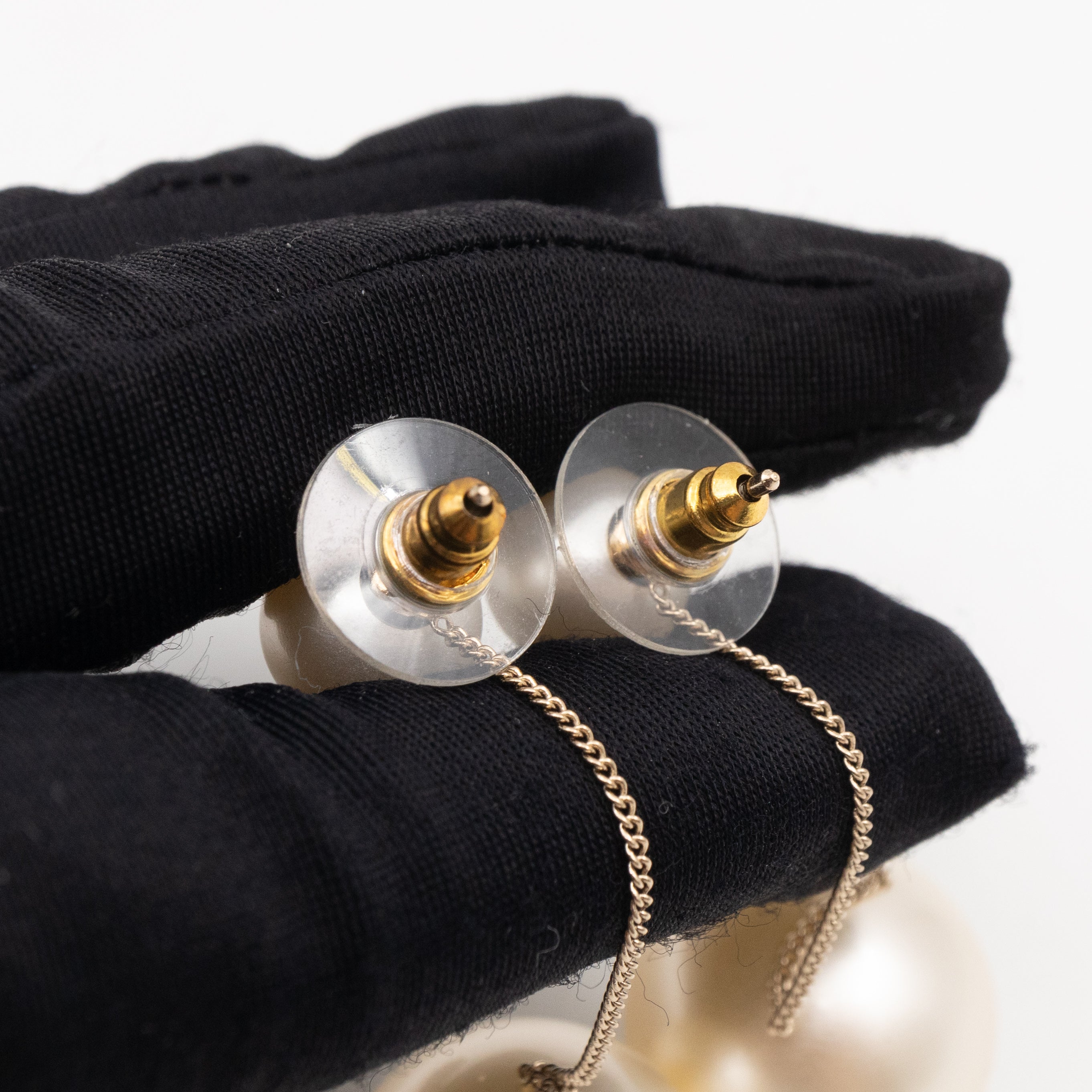 Big Pearl Drop Earrings Light Gold