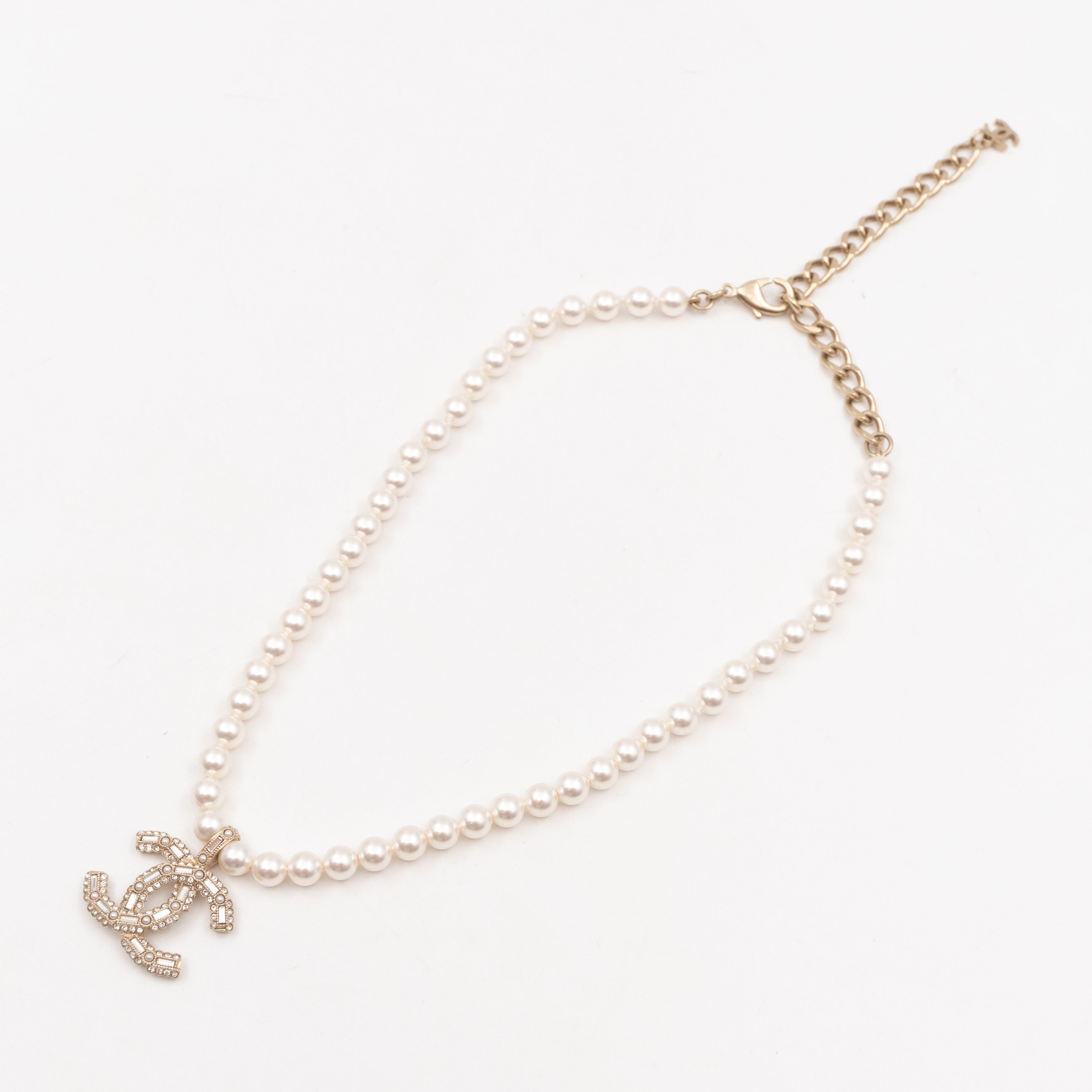 Crystal CC Pearl Necklace