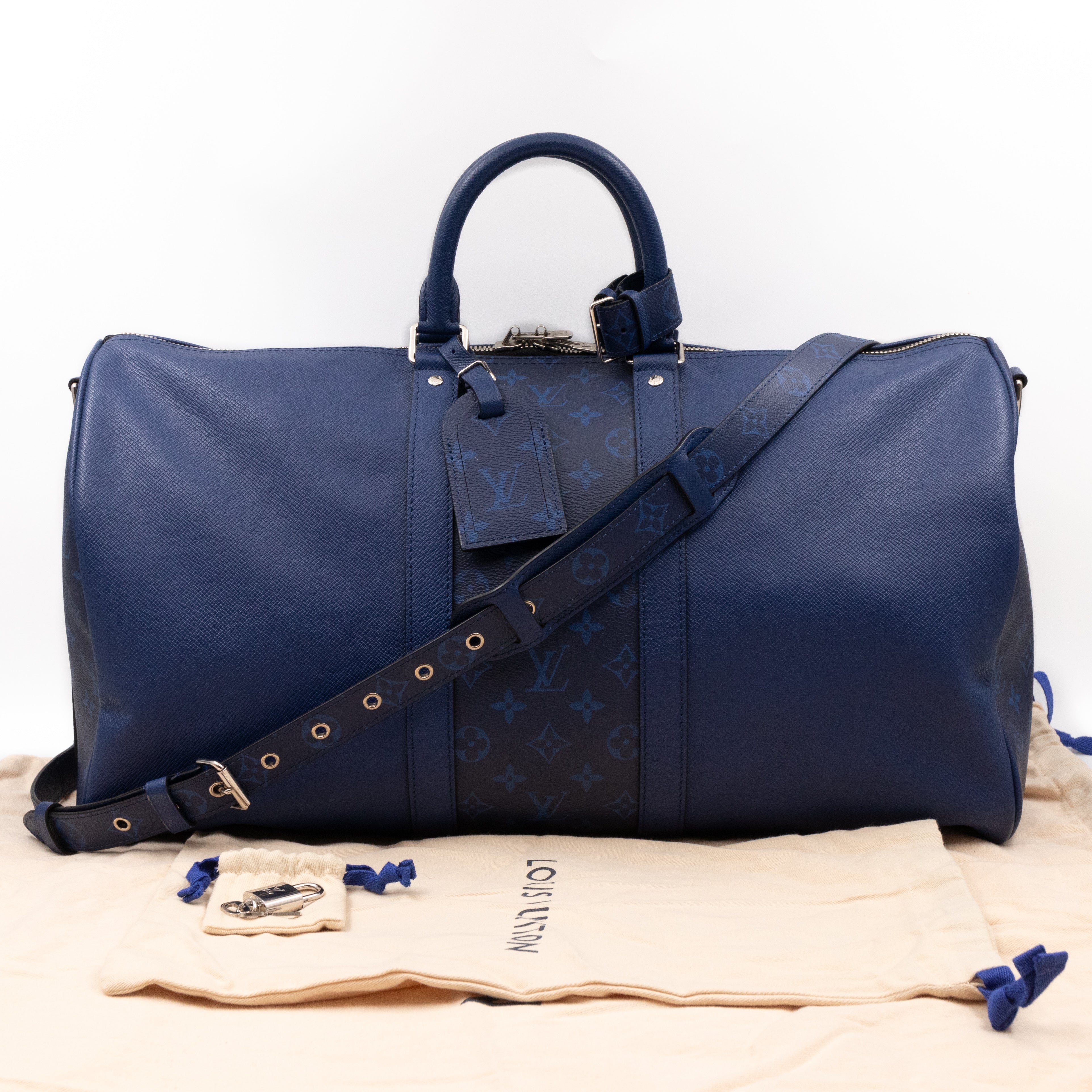 Keepall 50 Bandouliere Pacific Blue Taigarama Leather