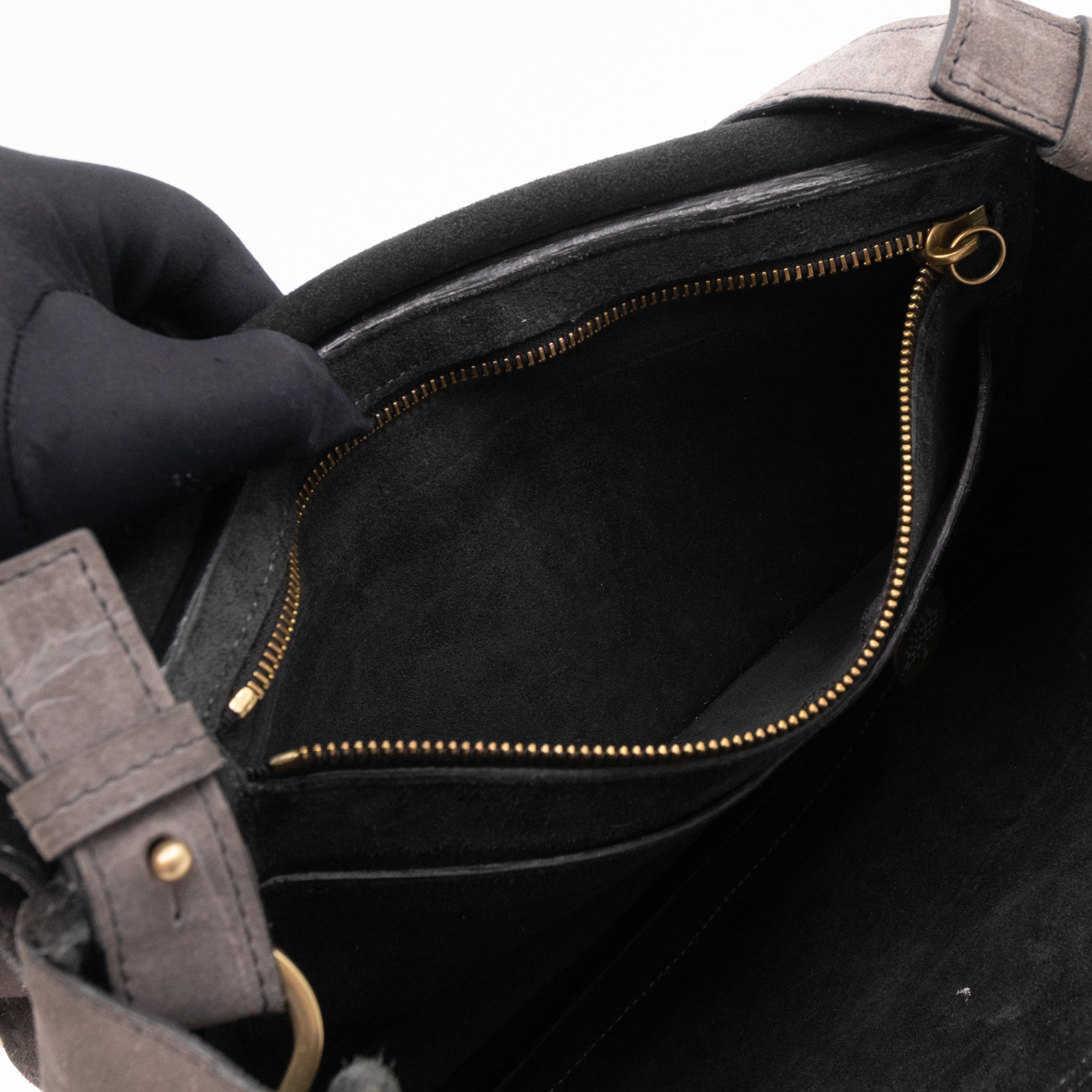 Bayswater Camera Bag Grey Croc Embossed Suede Leather