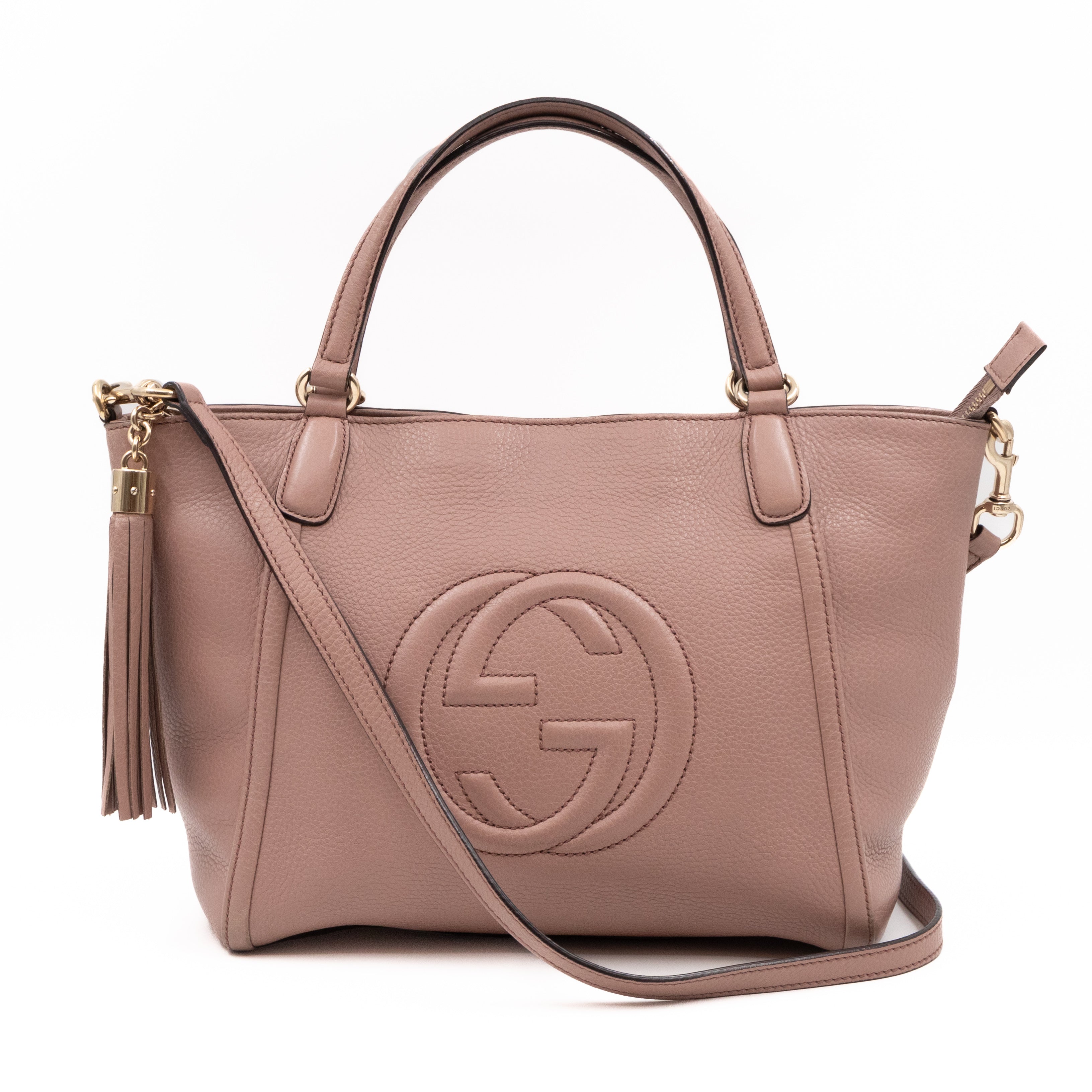 Soho Two Way Shoulder Bag Rose Beige Leather
