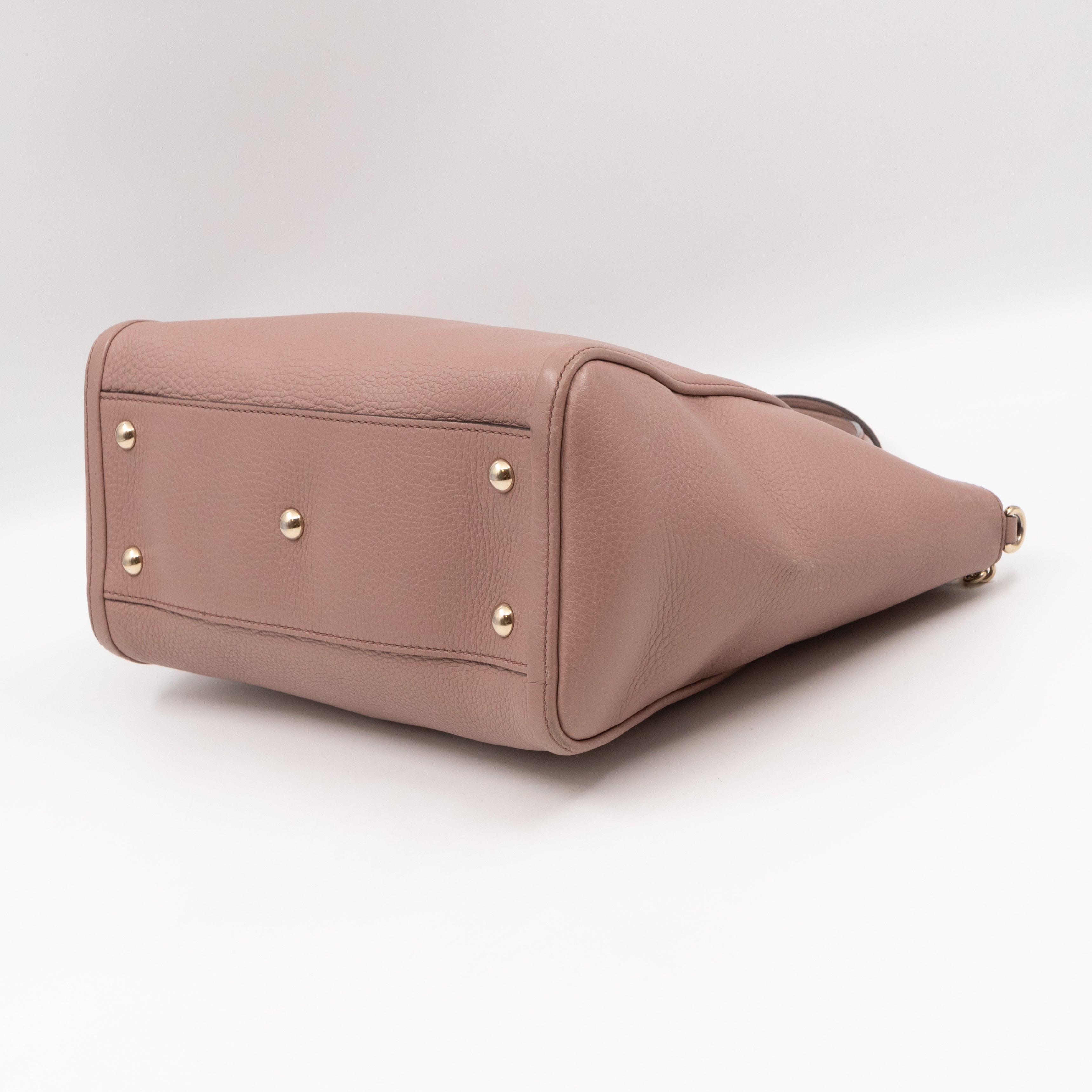 Soho Two Way Shoulder Bag Rose Beige Leather