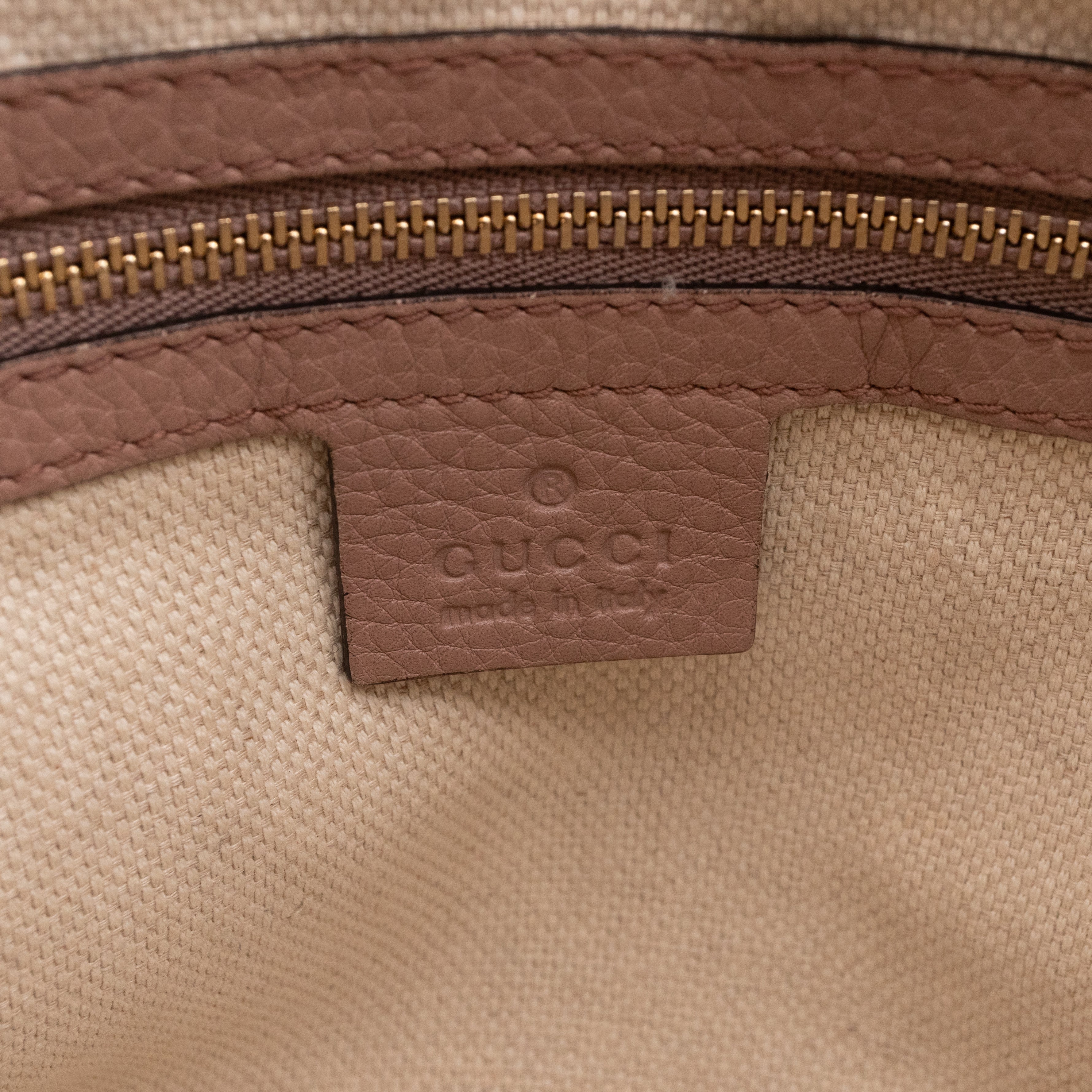 Soho Two Way Shoulder Bag Rose Beige Leather